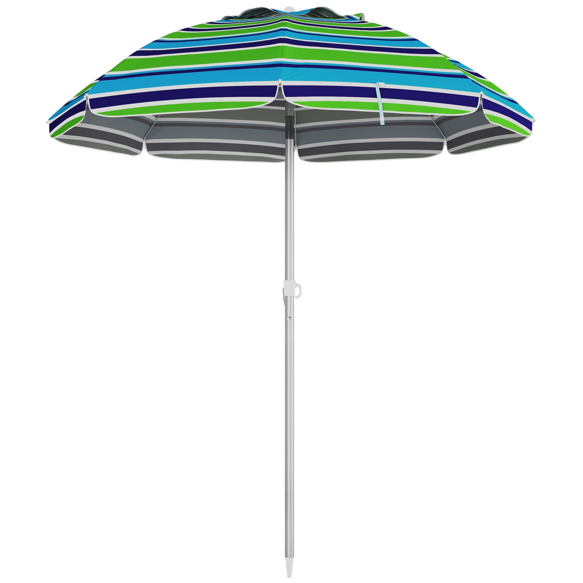 Outsunny Sonnenschirm windfest höhenverstellbar Strandschirm mit Neigung Belüftung Tasche, LxB: 178x178 cm, Sonnenschirm Strand, Strandschirm, UV 40+ für Reisen Strand Balkon Camping Mehrfarbig