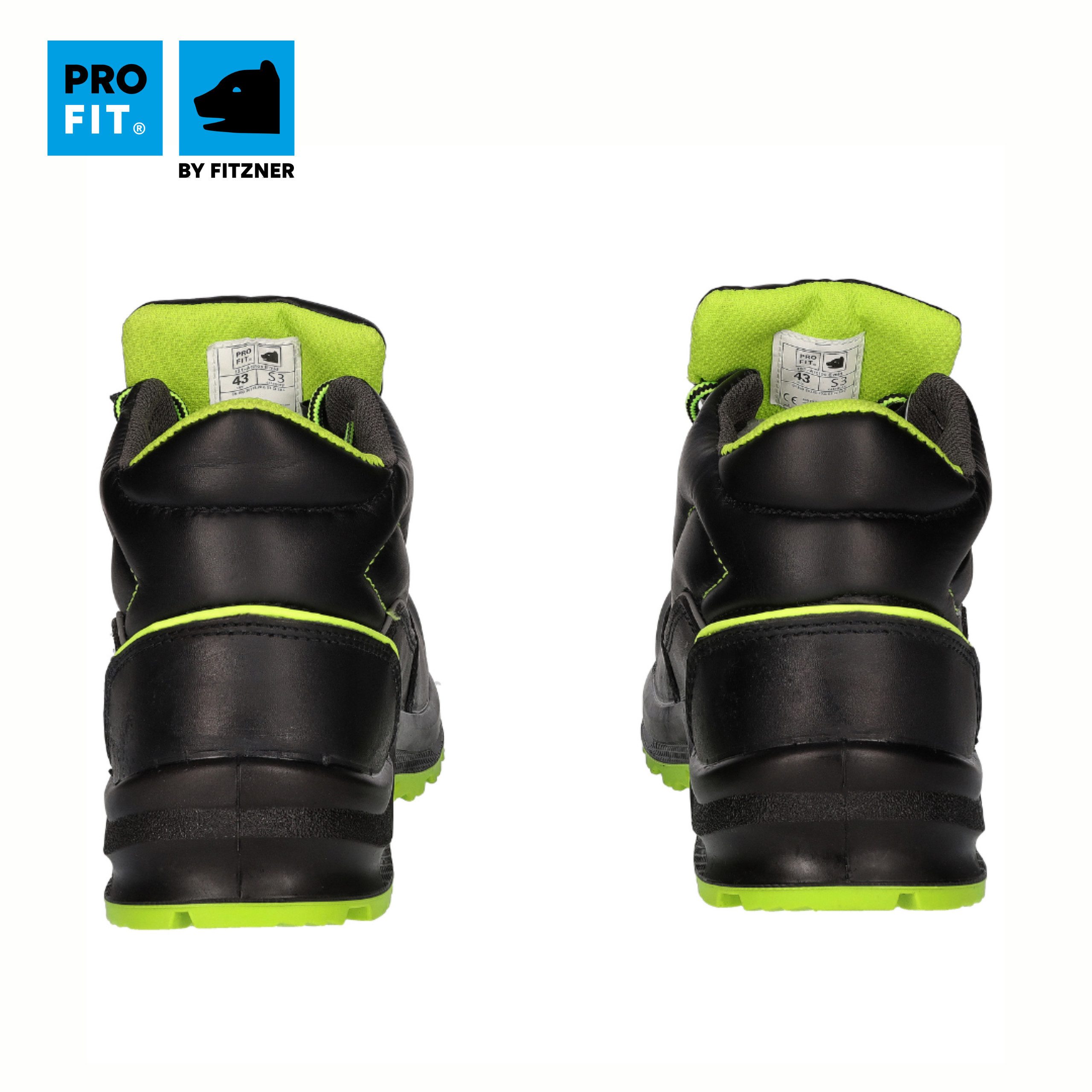 PRO FIT 131 Sicherheitsschuhe S3 "Arctos E mid", schwarz/grün, Arbeitsschuh (1, Paar) Stahlkappe, Arbeitsschuhe, Atmungsaktiv, Stahlkappenschuhe – Bild 2 von 5