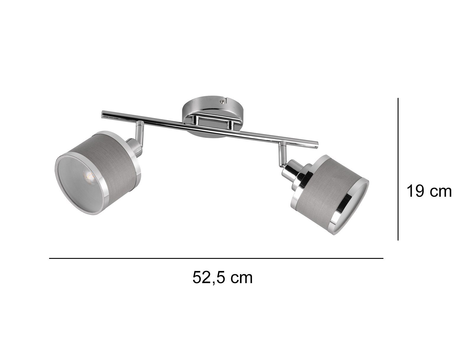 Treppenhaus LED B: Grau 52cm Dimmfunktion, Deckenleuchte Stoff LED für warmweiß, wechselbar, Deckenstrahler, mit meineWunschleuchte 2x Lampenschirm