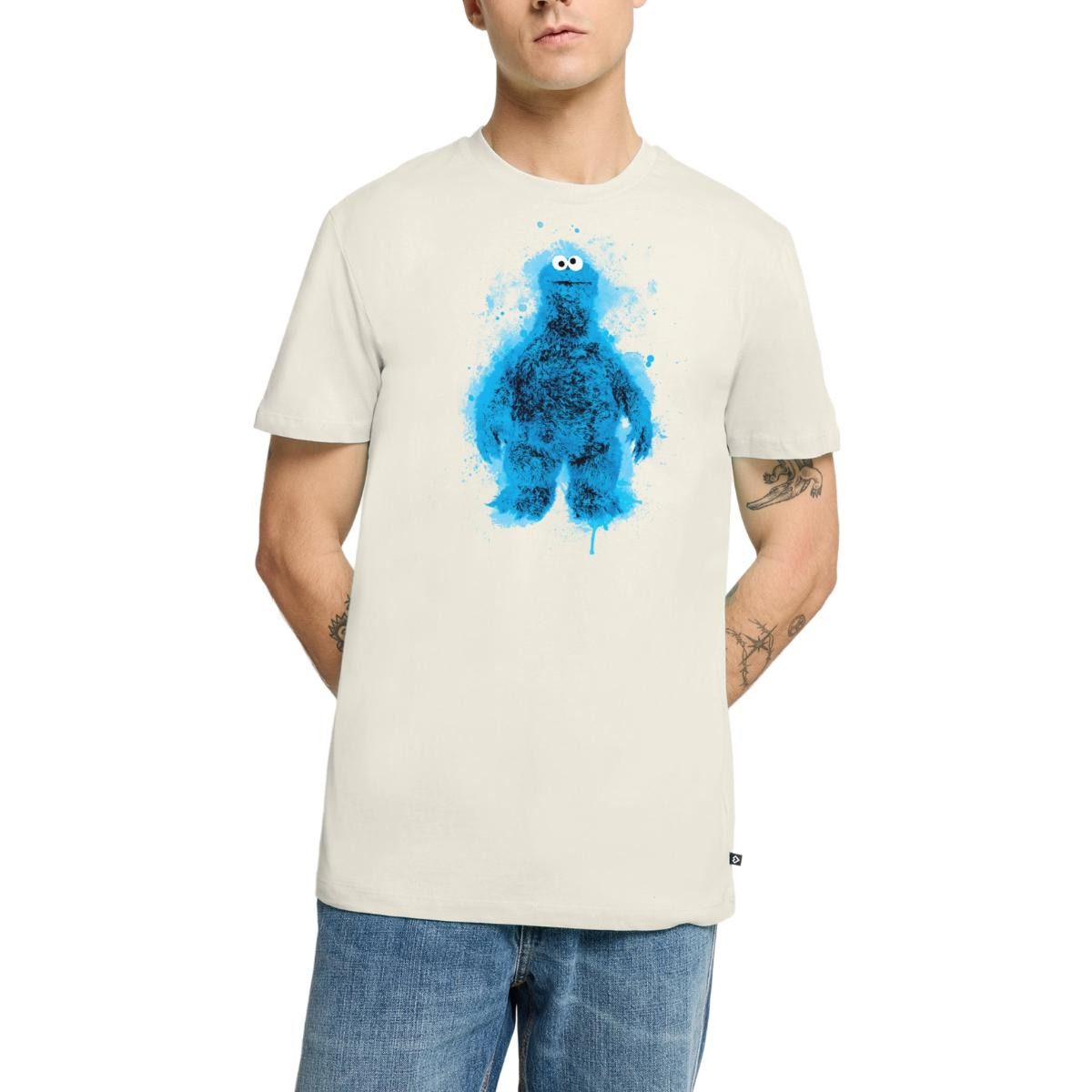 Spreadshirt T-Shirt Sesamstraße Krümelmonster Farbspritzer Männer Premium T-Shirt (1-tlg)