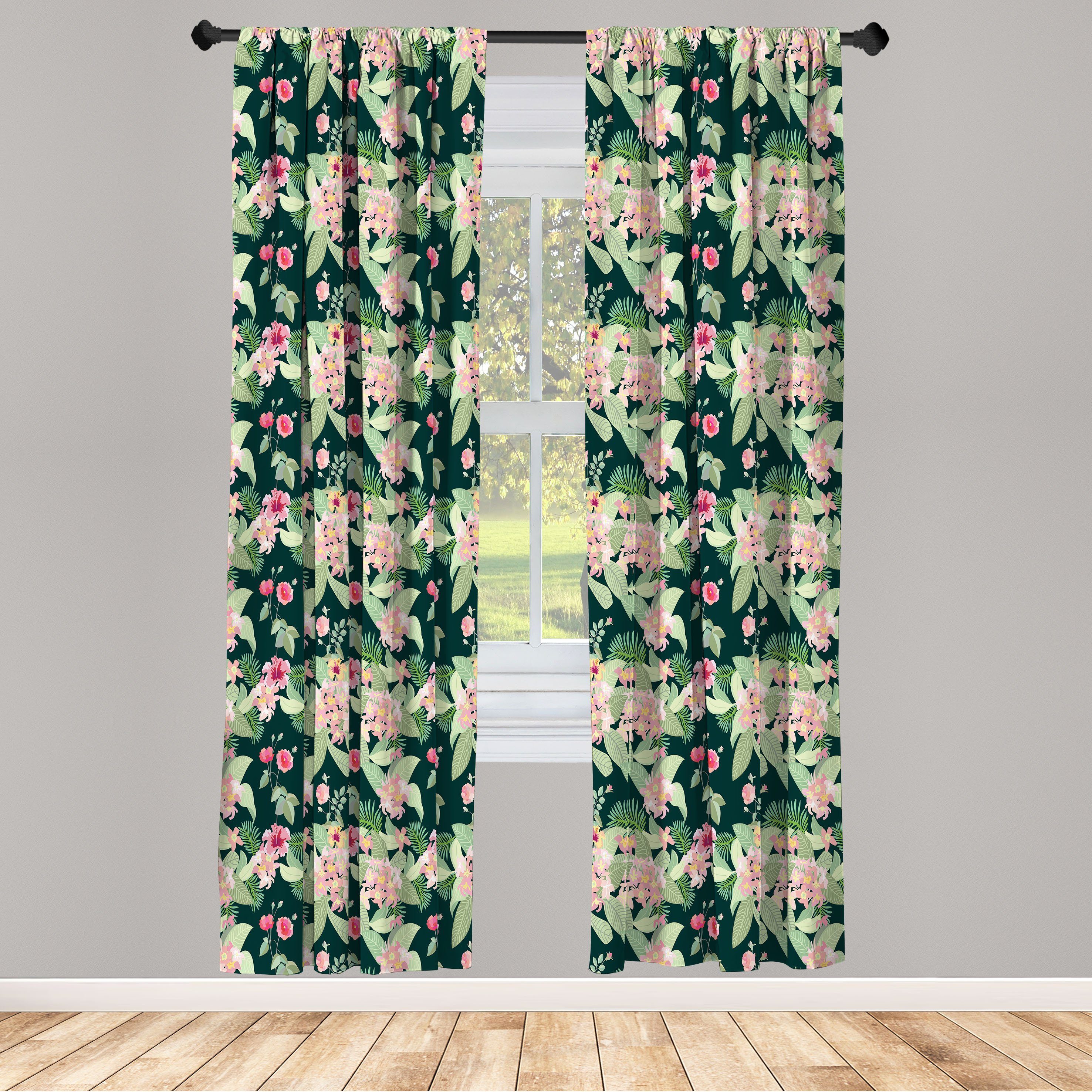 Gardine Vorhang für Wohnzimmer Schlafzimmer Dekor, Abakuhaus, Microfaser, Magnolie Garden Design