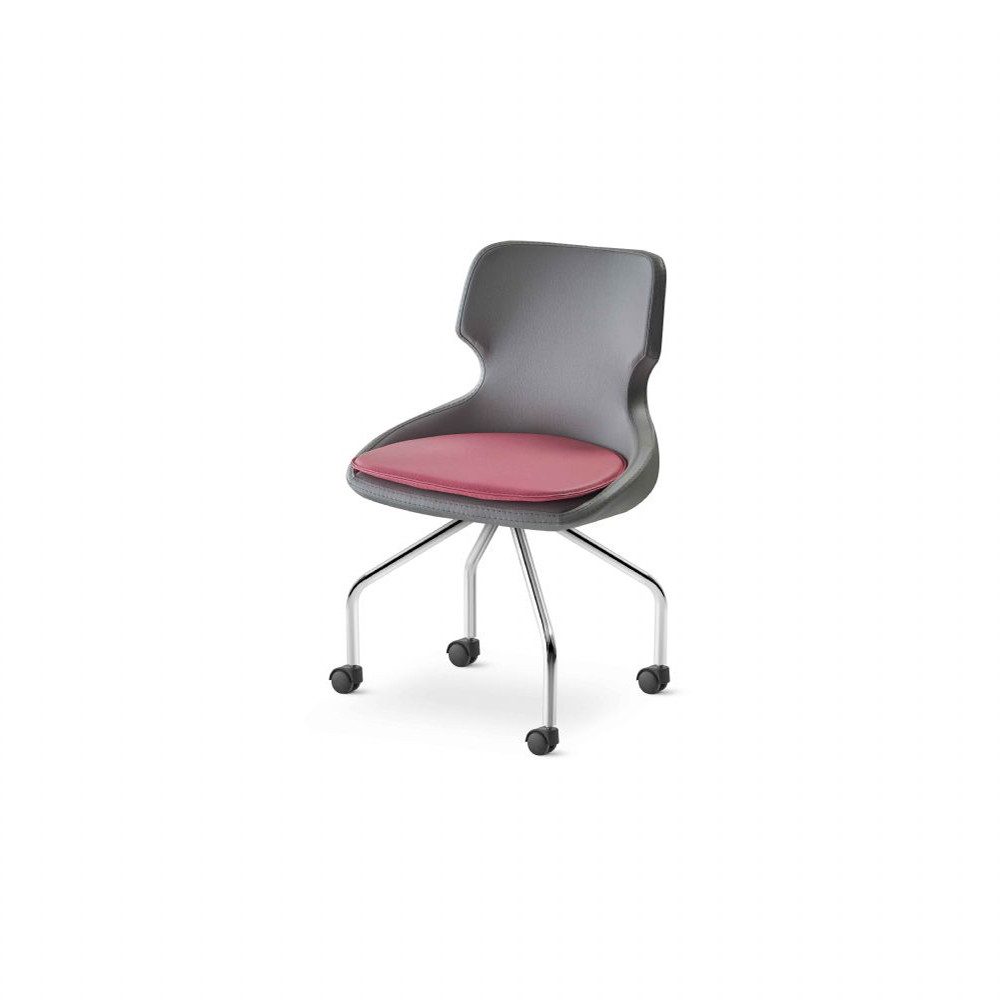 JVmoebel Schreibtischstuhl Drehstuhl Schwarz Leder Edelstahl mit Rollen und ergonomischer Form (1 St), Made in Europe