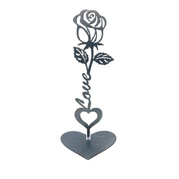 Creativ Metall Deko-Schriftzug (1 St), Rose aus Metall Schriftzug Love silber 14x30,5cm Hochzeitsdeko