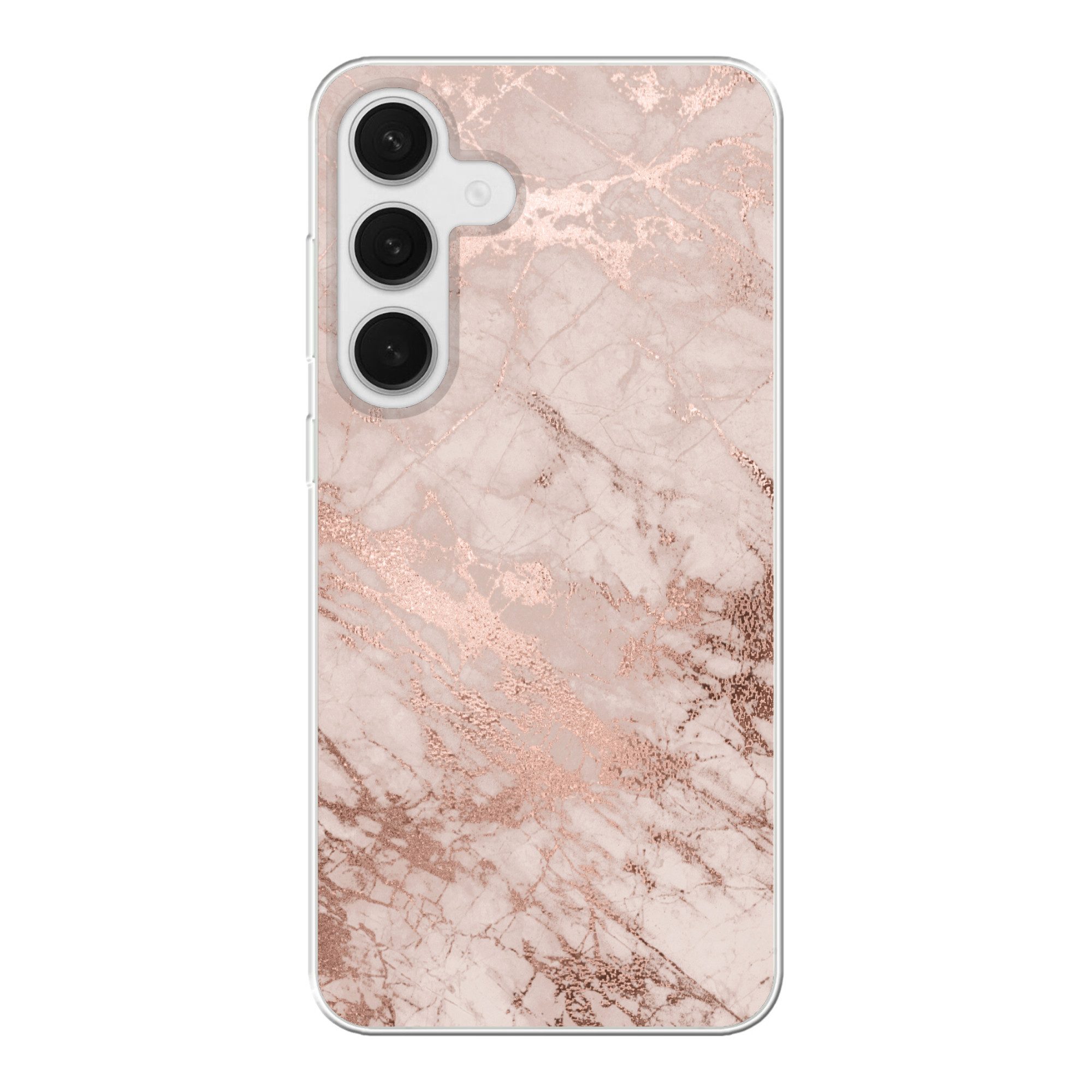 MuchoWow Handyhülle für Samsung Galaxy S25 Plus Marmor - Rosa - Luxus - Marmoroptik - Glit, Phone Case, Silikon, Schutzhülle Dünn