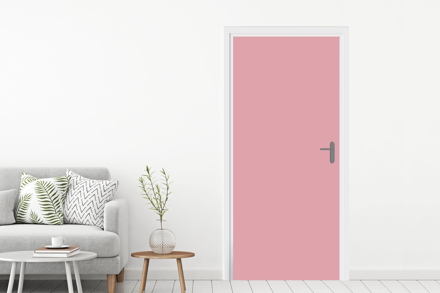 MuchoWow Türtapete Rosa - Farben - Innenraum - Einfarbig - Farbe, Matt, bedruckt, (1 St), Selbstklebende Tapete, Folie für Möbel, 75x205 cm