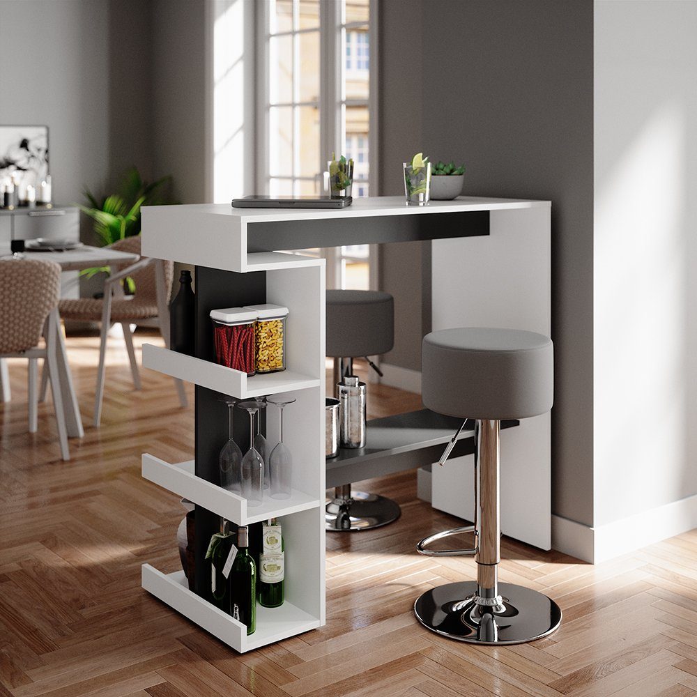 Vicco Bartisch Dana, Weiß/Anthrazit, 108 x 50 cm mit 2 Barhockern (3-St)