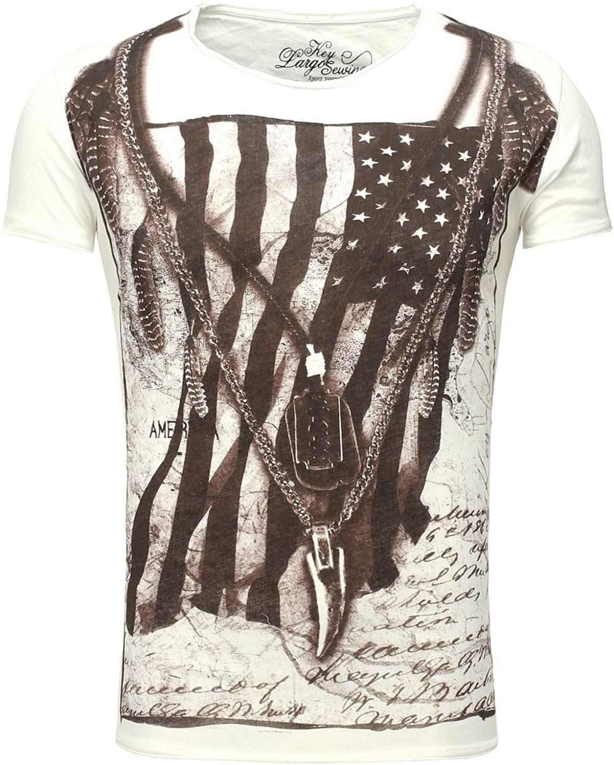 Key Largo T-Shirt T-Shirt RACERBLADE USA Amerika Fahne Print Motiv vintage Look T00747 Rundhalsauschnitt bedruckt kurzarm slim fit