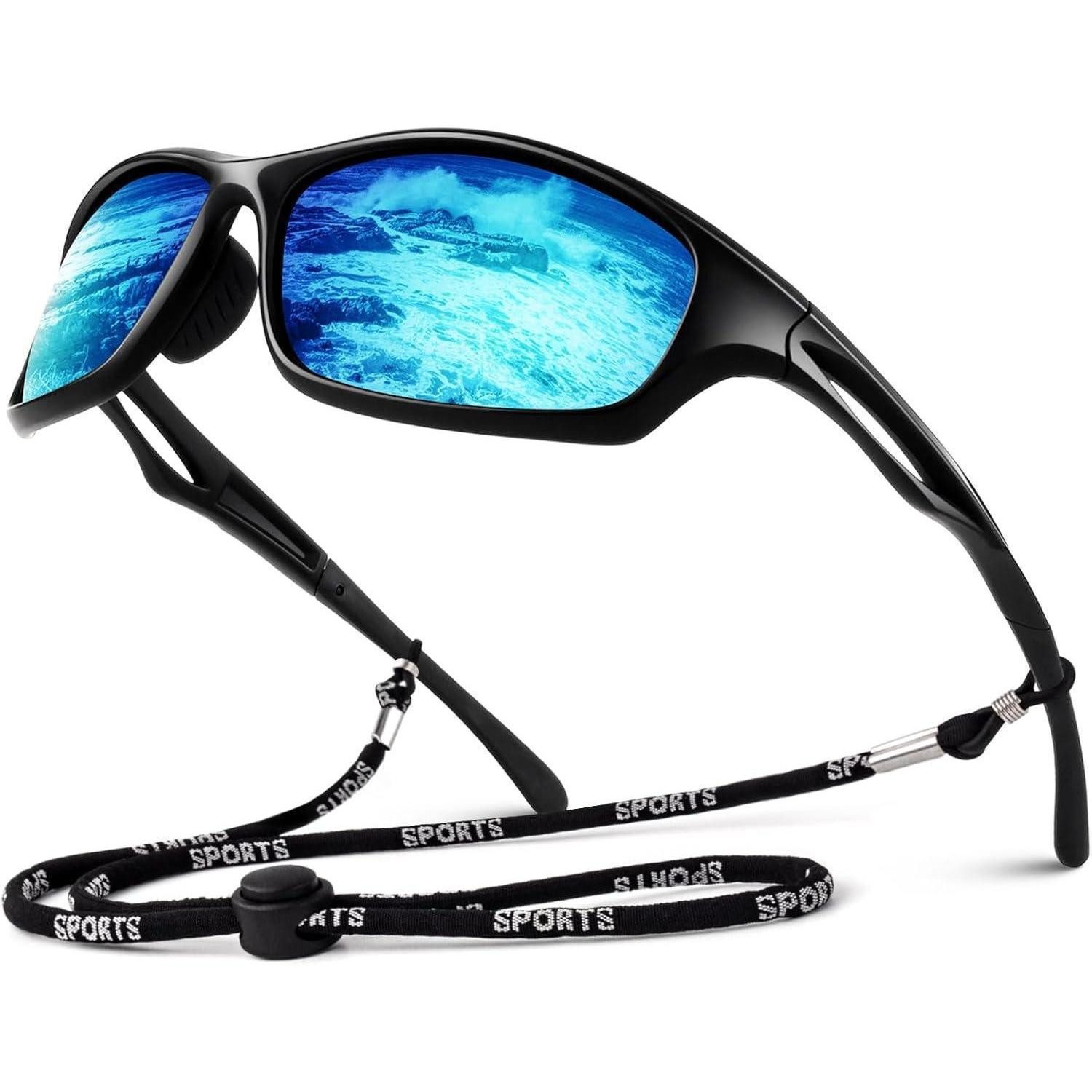 Sonnenbrille Sonnenbrille Herren Polarisiert UV400 TR90 Sportbrille Schwarz Blau