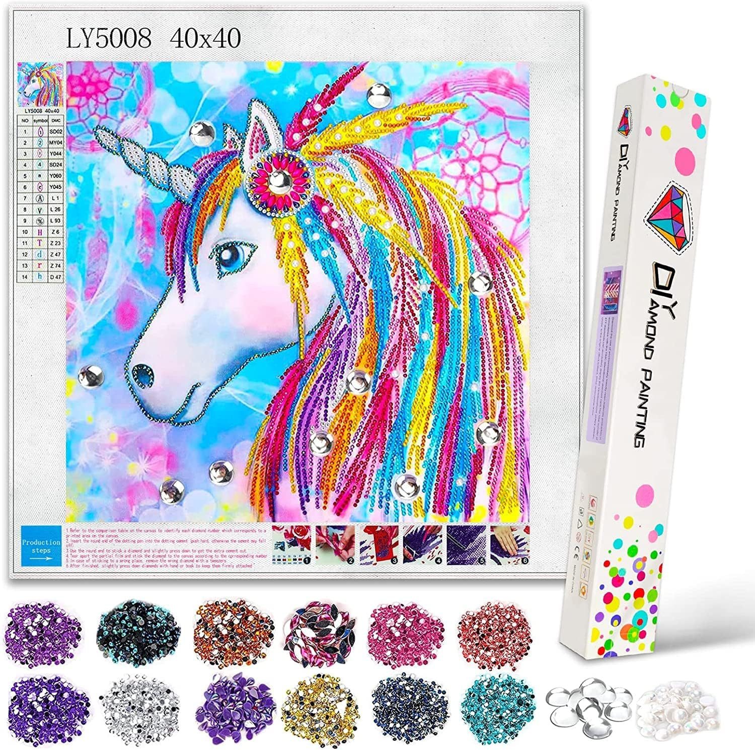 LA CUTE Malen nach Zahlen 5D Diamant Malset Einhorn Kristall Strass Malerei günstig online kaufen