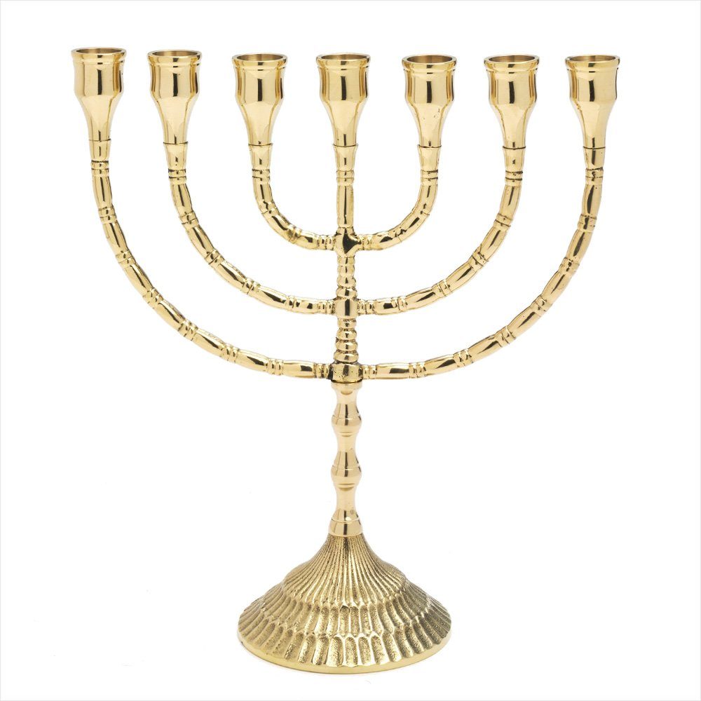 NKlaus Kandelaber 30cm Menorah Kerzenleuchter Groß Gold 7er Kerzenst