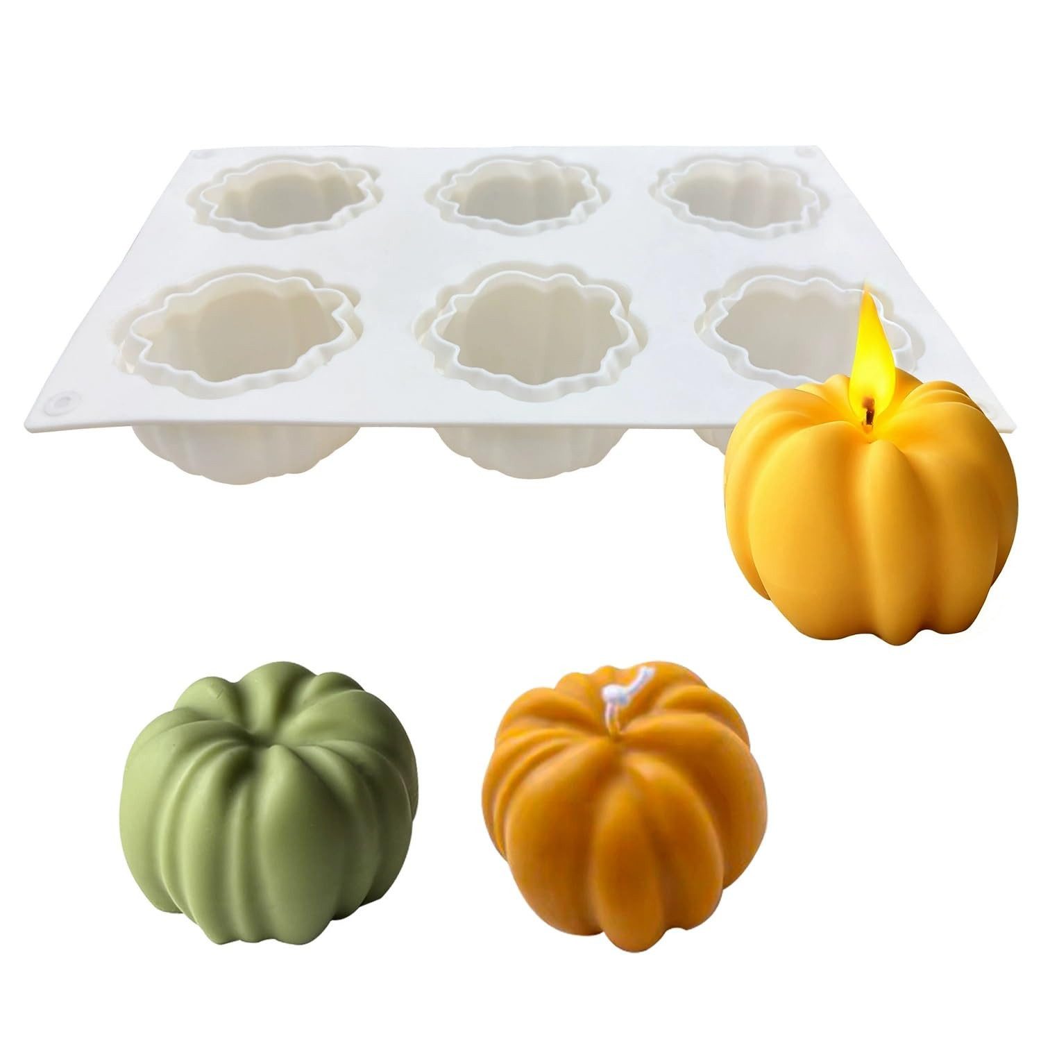 Diwzbyn Silikonform Kürbis-Kerzenformen, Halloween Silikon Halloween Kürbis, (1-tlg), Für die Kerzenherstellung, Seifenform für Halloween-Dekoration