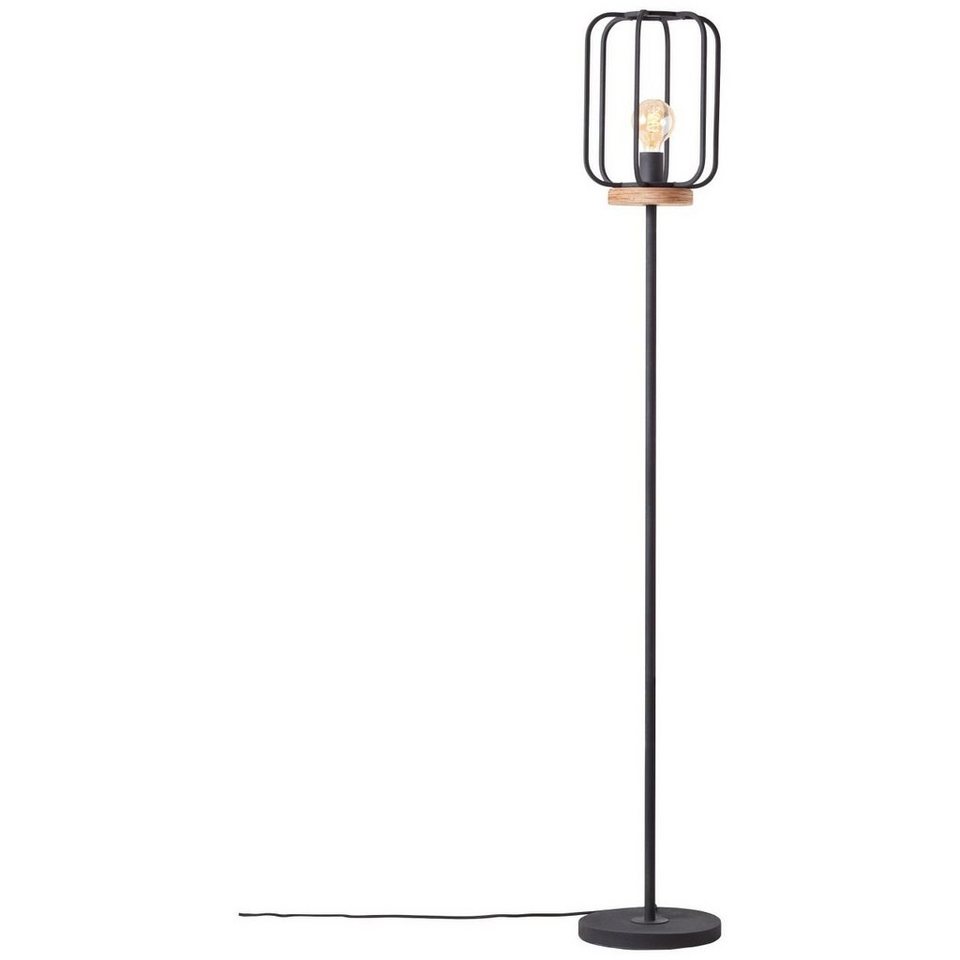 Brilliant Stehlampe Tosh, ohne Leuchtmittel, 162,5 cm Höhe, Ø 25 cm, E27,  Metall/Holz, antik holz/schwarz korund