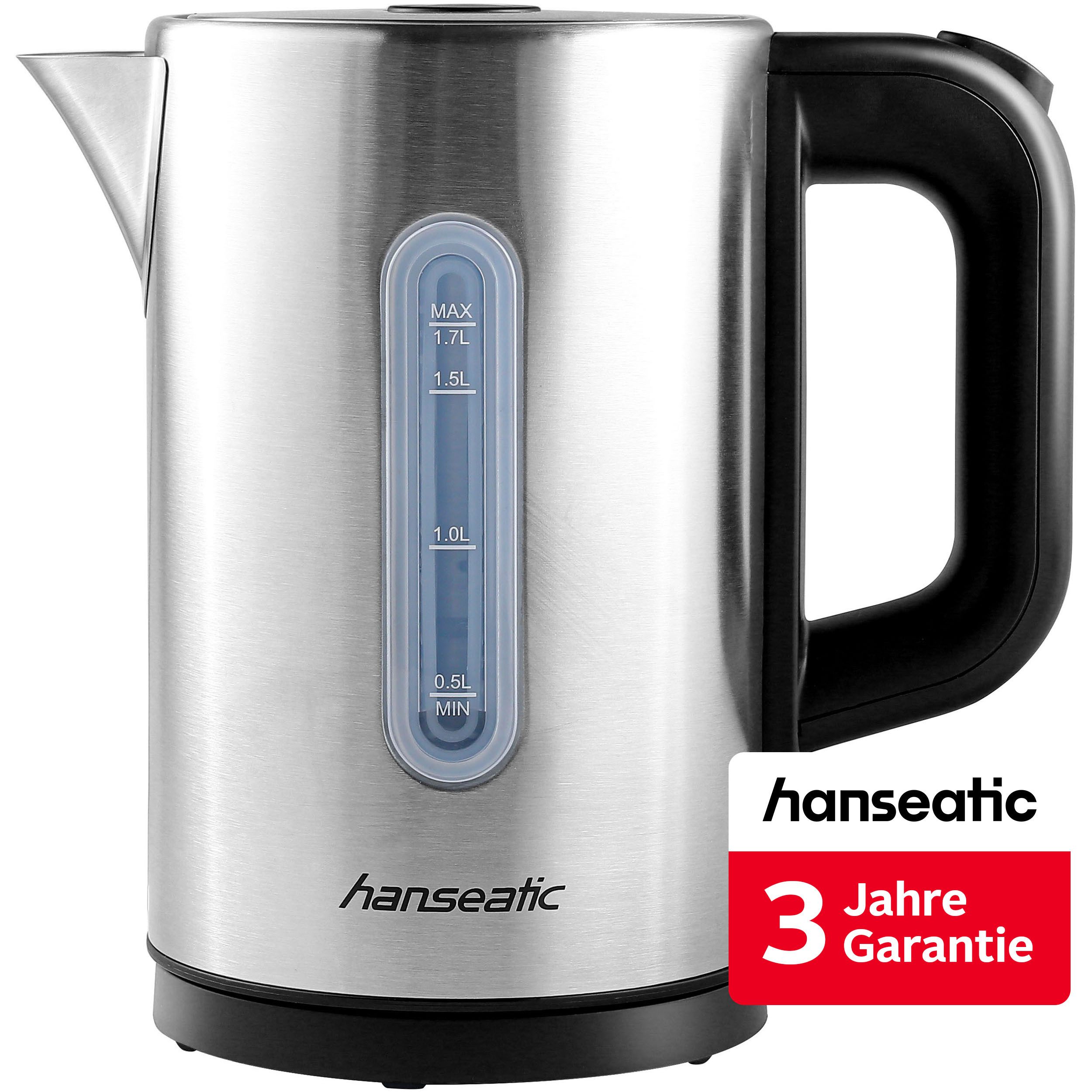 Hanseatic Wasserkocher HWK1752200SD, 1,75 l, 2200 W, inkl. 3 Jahre Herstellergarantie