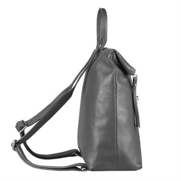 ITALYSHOP24 Rucksack Made in Italy Damen Leder Cityrucksack Handtasche, leichtgewicht Roll Top Shopper, als Schultertasche tragbar
