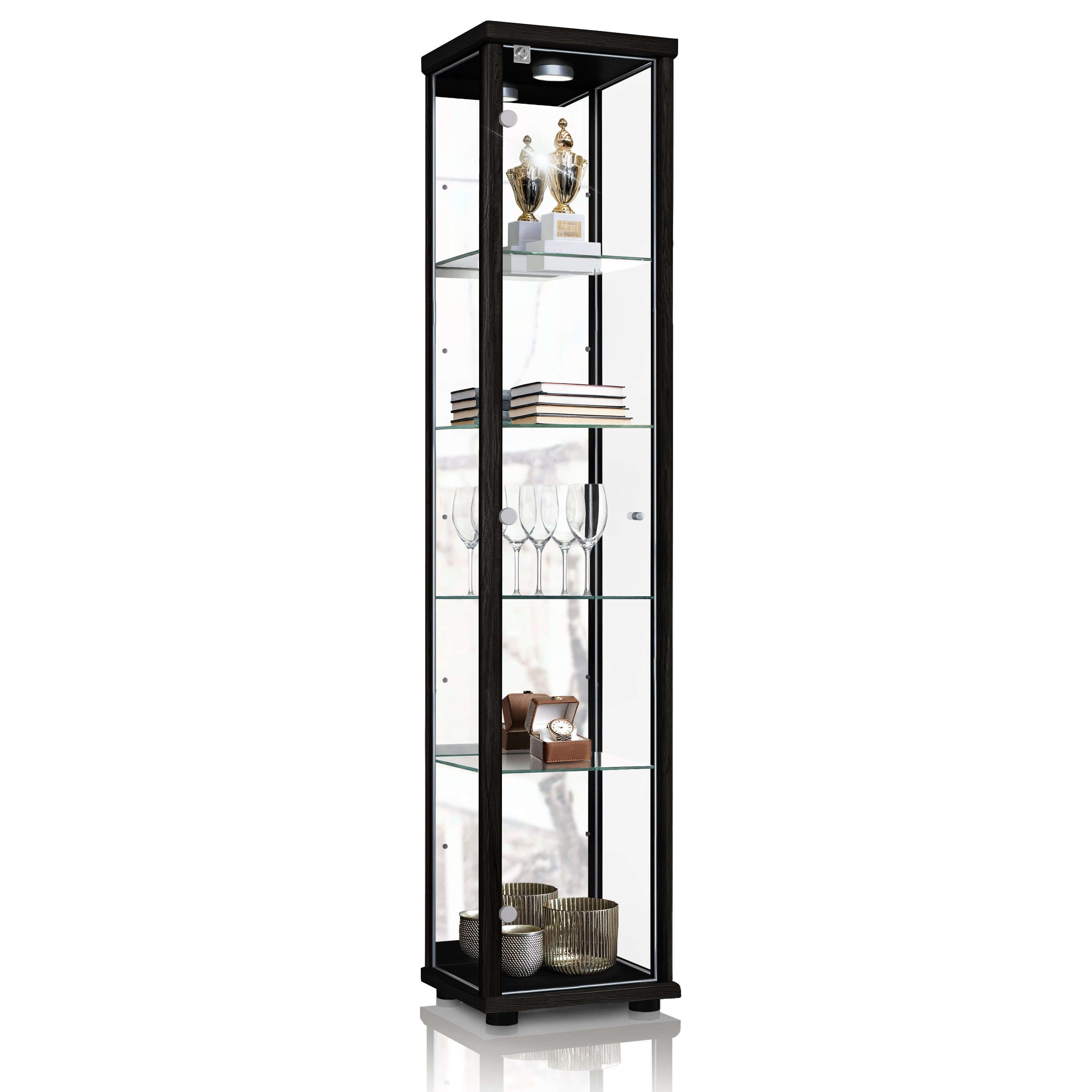 K-Möbel Glasvitrine C1083 (Glasvitrine (176x37x33 cm) günstig online kaufen