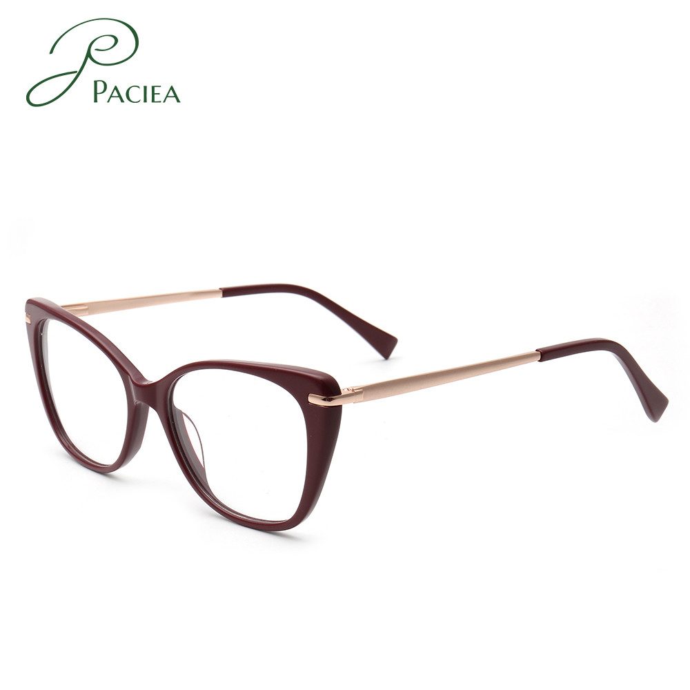 PACIEA Brille Damen Cat Eye Anti Blaulicht Klassische Oversized Metall Bügel