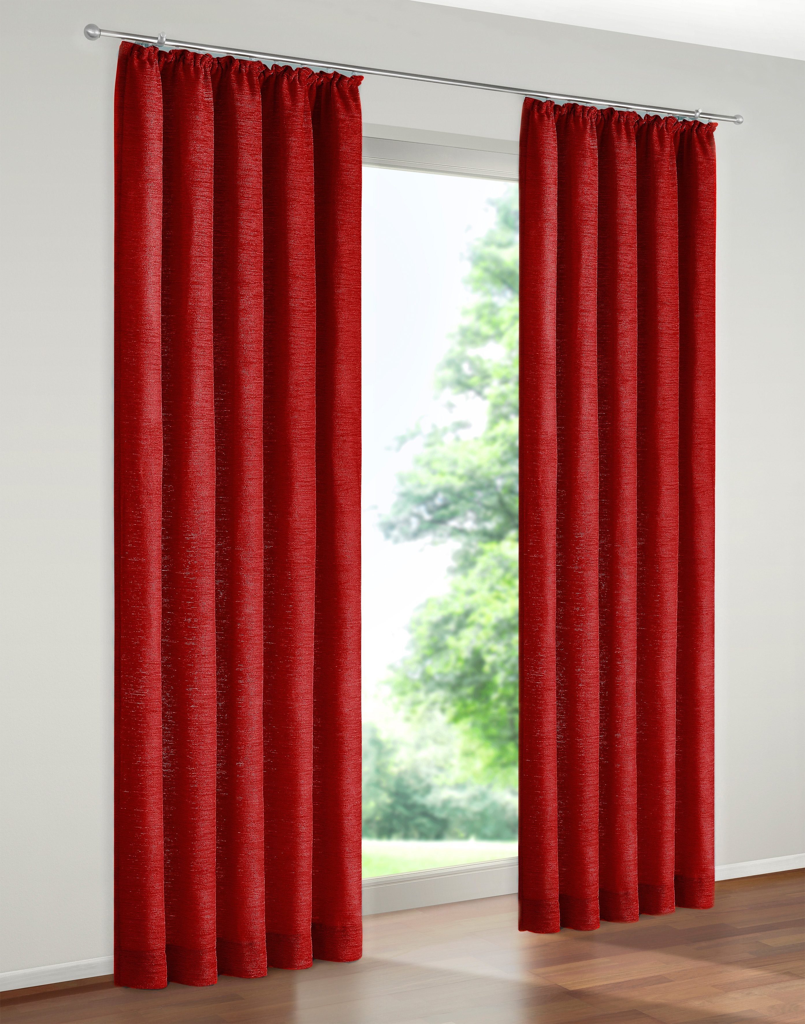 Vorhang Trondheim 234 g/m², Wirth, Kräuselband (1 St), blickdicht, Chenille rot