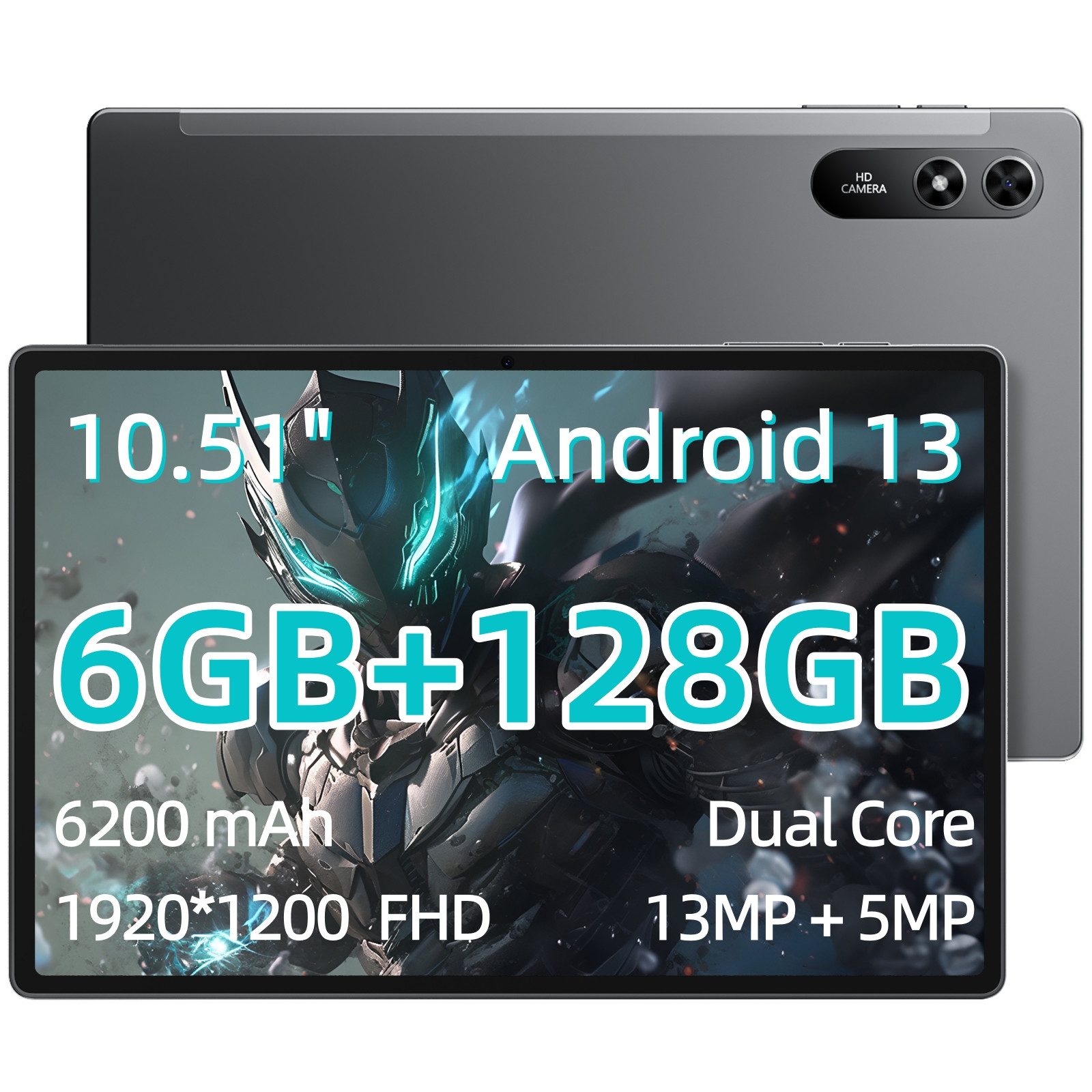 MENGHU 10,51-Zoll Android 13 FHD Tablet 6GB RAM 128GB Speicher 6200mAh Grafiktablett (10,51", 128 GB, Android 13, BT5.0)