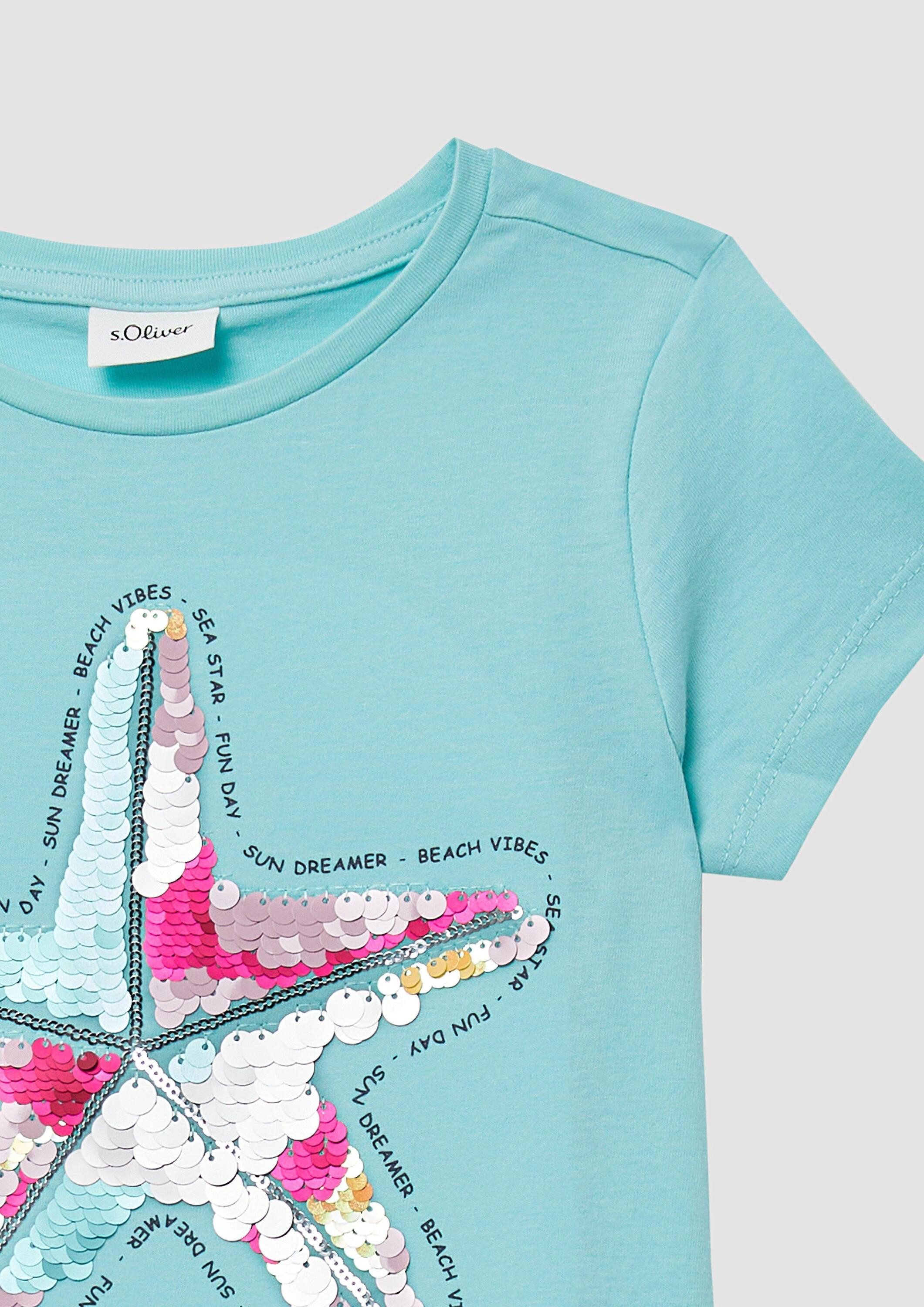 s.Oliver Kurzarmshirt T-Shirt T-Shirt im A-Shape mit Wendepailletten
