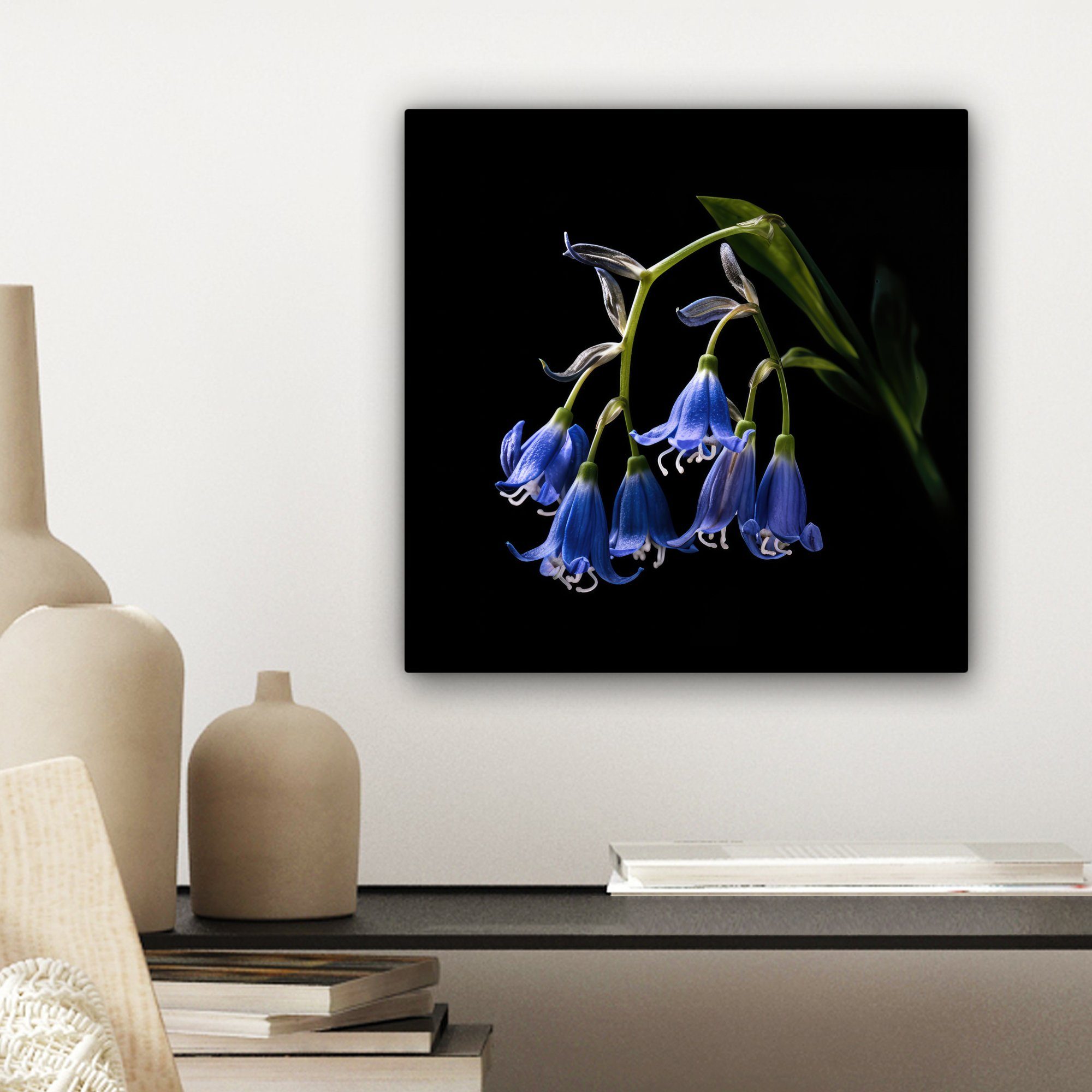 20x20 Blumen Wohnzimmer - Hyazinthe Natur Schlafzimmer, - cm für Blau (1 Leinwandbild Leinwand - - Bilder Schwarz, St), OneMillionCanvasses®