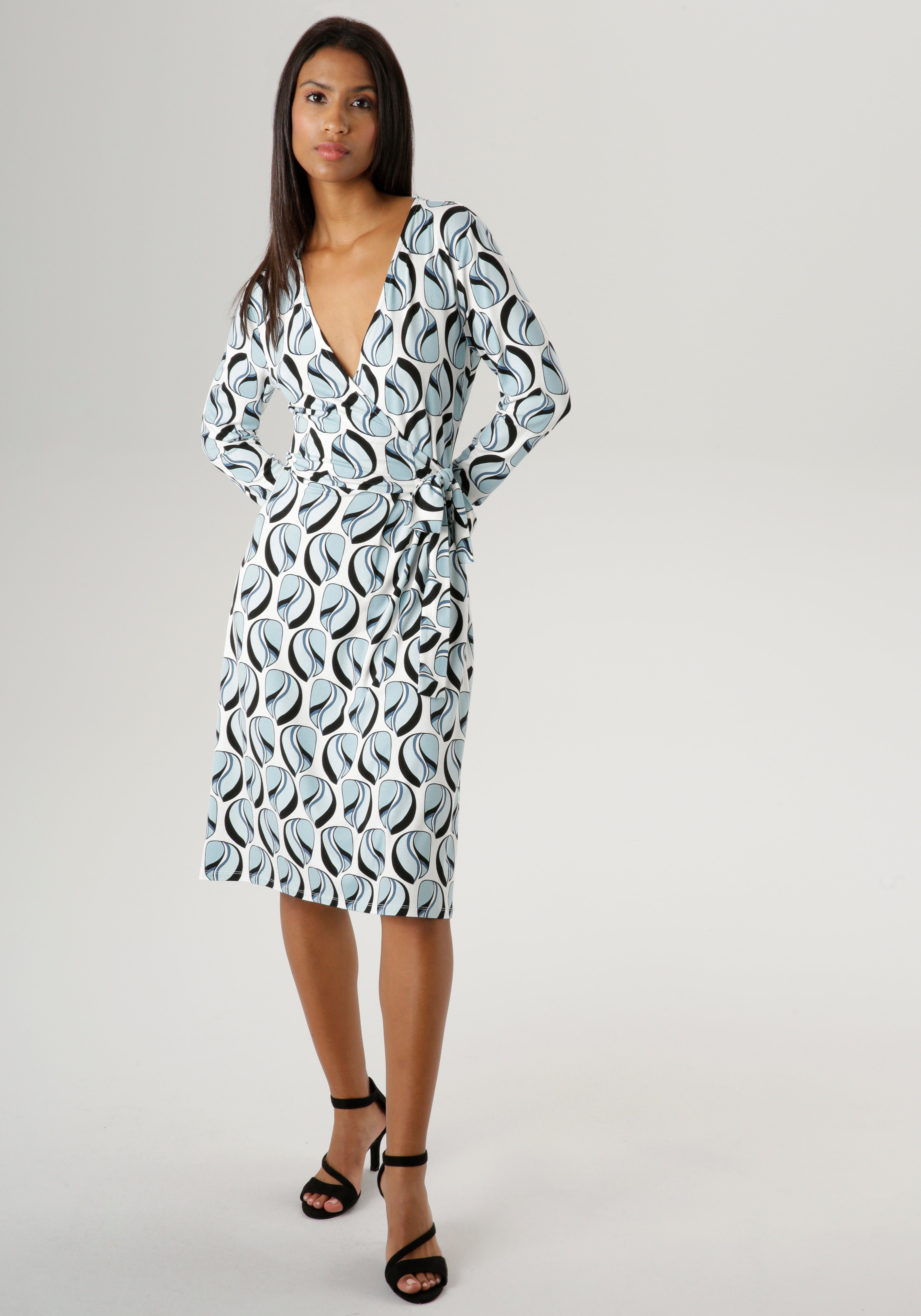 SELECTED Bindedetail Jerseykleid V-Ausschnitt NEUE in und KOLLEKTION mit - Aniston Wickeloptik