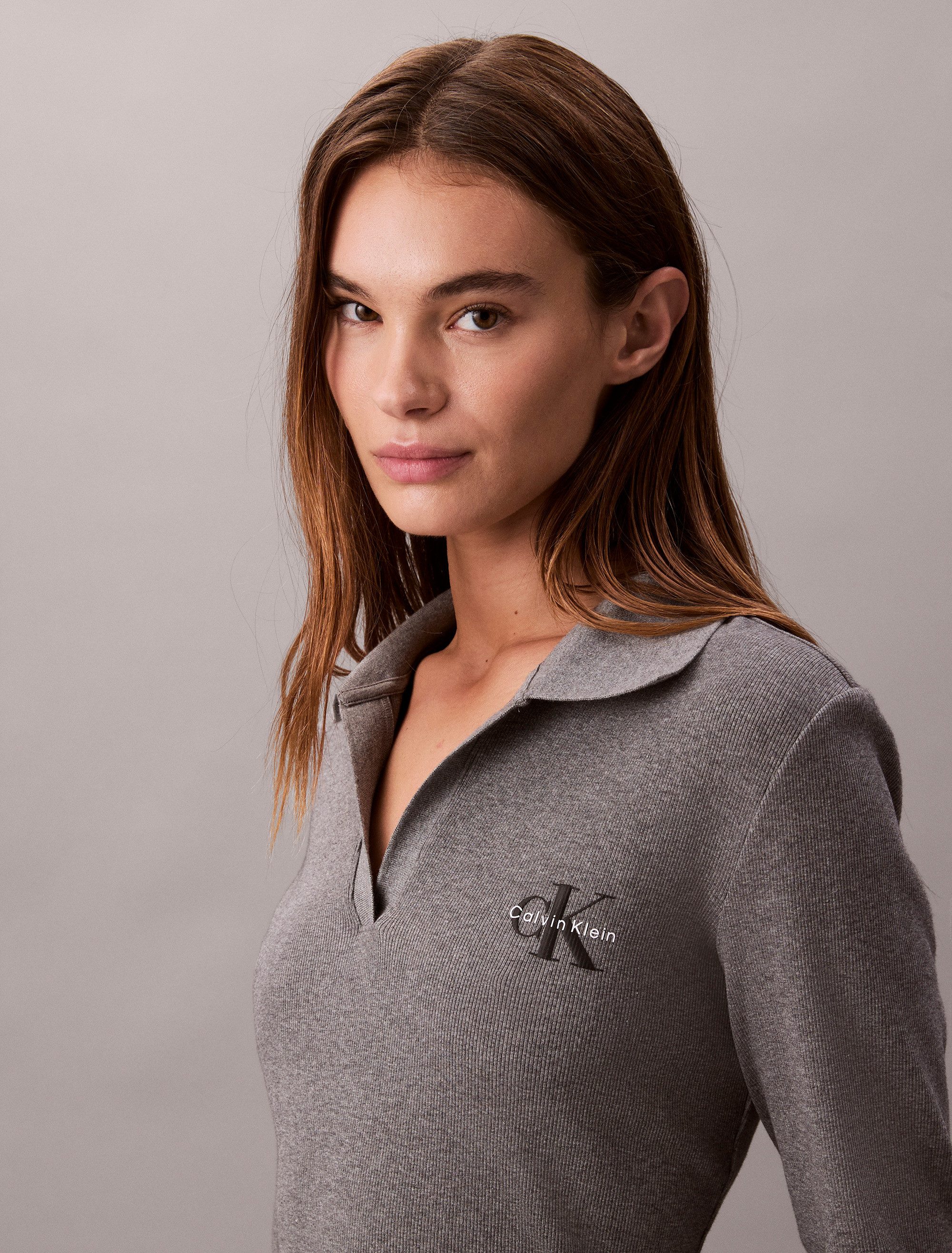 Calvin Klein Jeans Minikleid LS MONOLOGO RIB POLO MINI DRESS Polokragen, V- günstig online kaufen