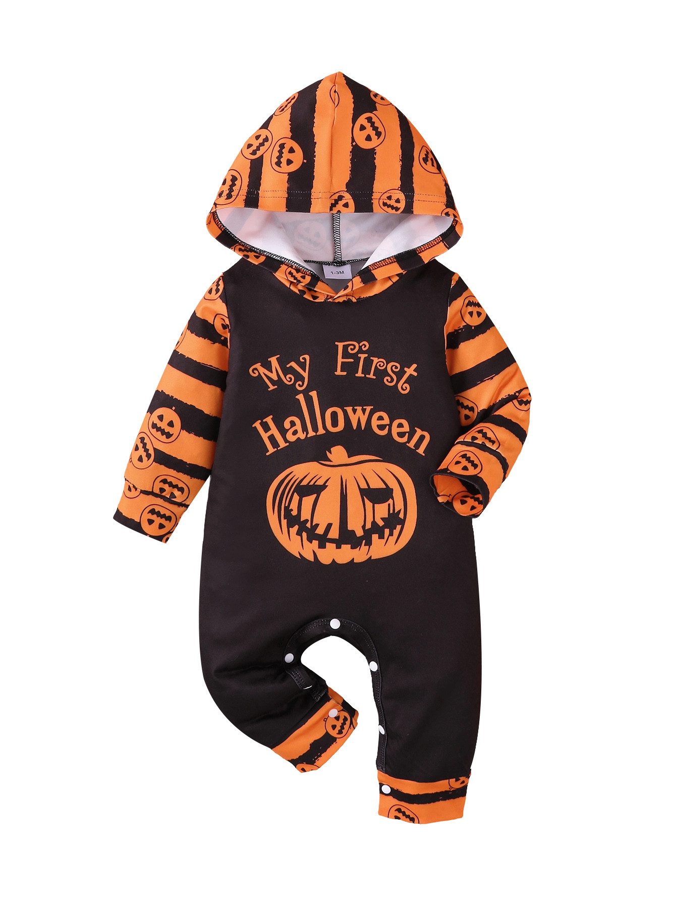 Gluckids Strampler Halloween Baby Langarm overall mit Kapuze (Strampler)