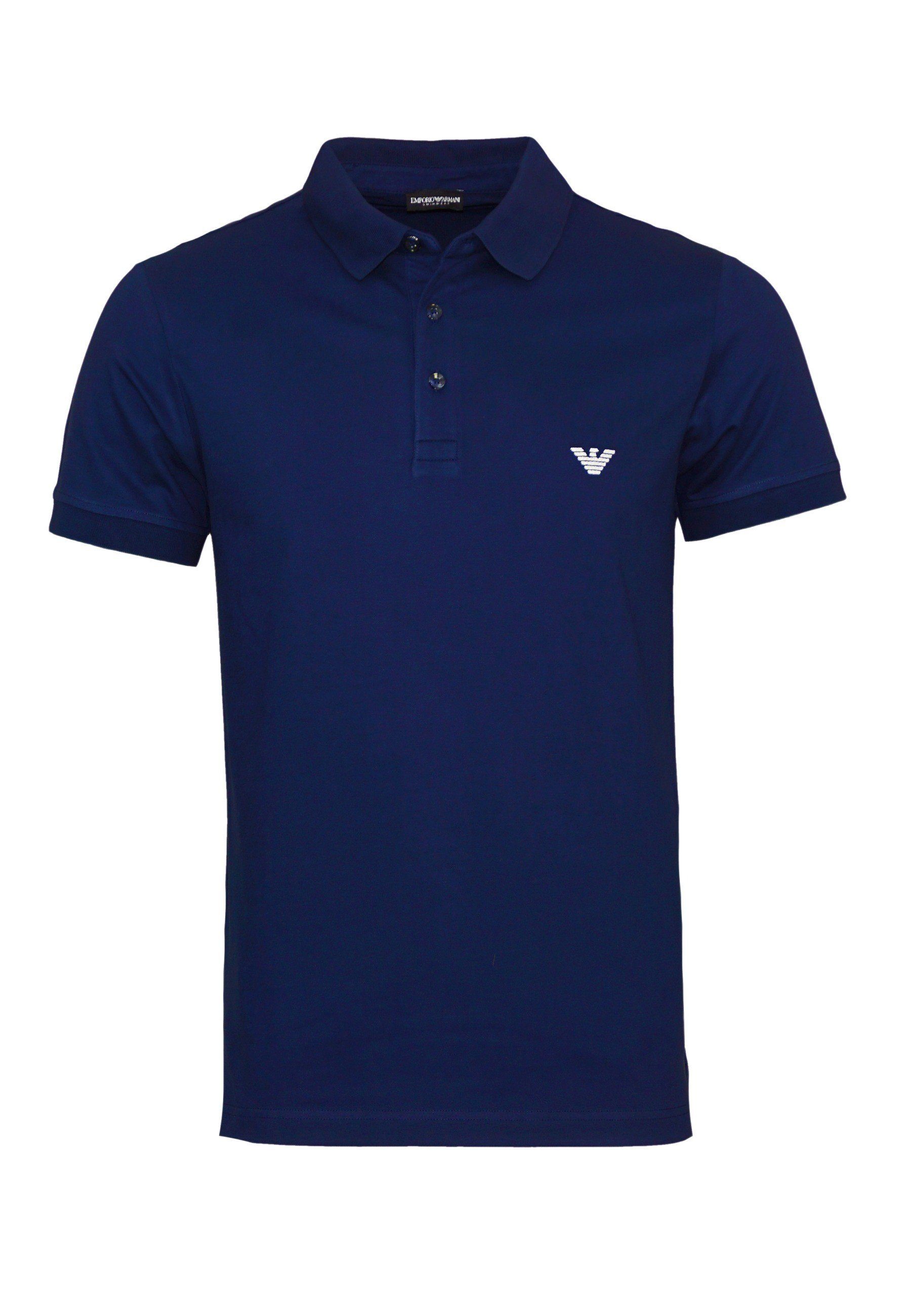 Poloshirt Unifarbenes aus Armani Shirt Emporio (1-tlg) blau Baumwollstretch Poloshirt