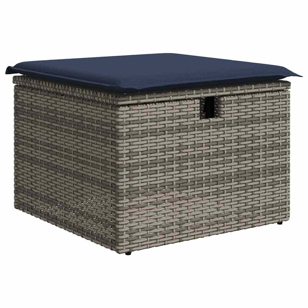 vidaXL Gartenlounge-Set 7-teiliges Gartensofa-Set mit Kissen, grau, Polyrattan, (1-tlg)
