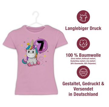 Shirtracer T-Shirt Einhorn 7 Geburtstag Mädchen Kindergeburtstag 7 Jahre 7. Geburtstag