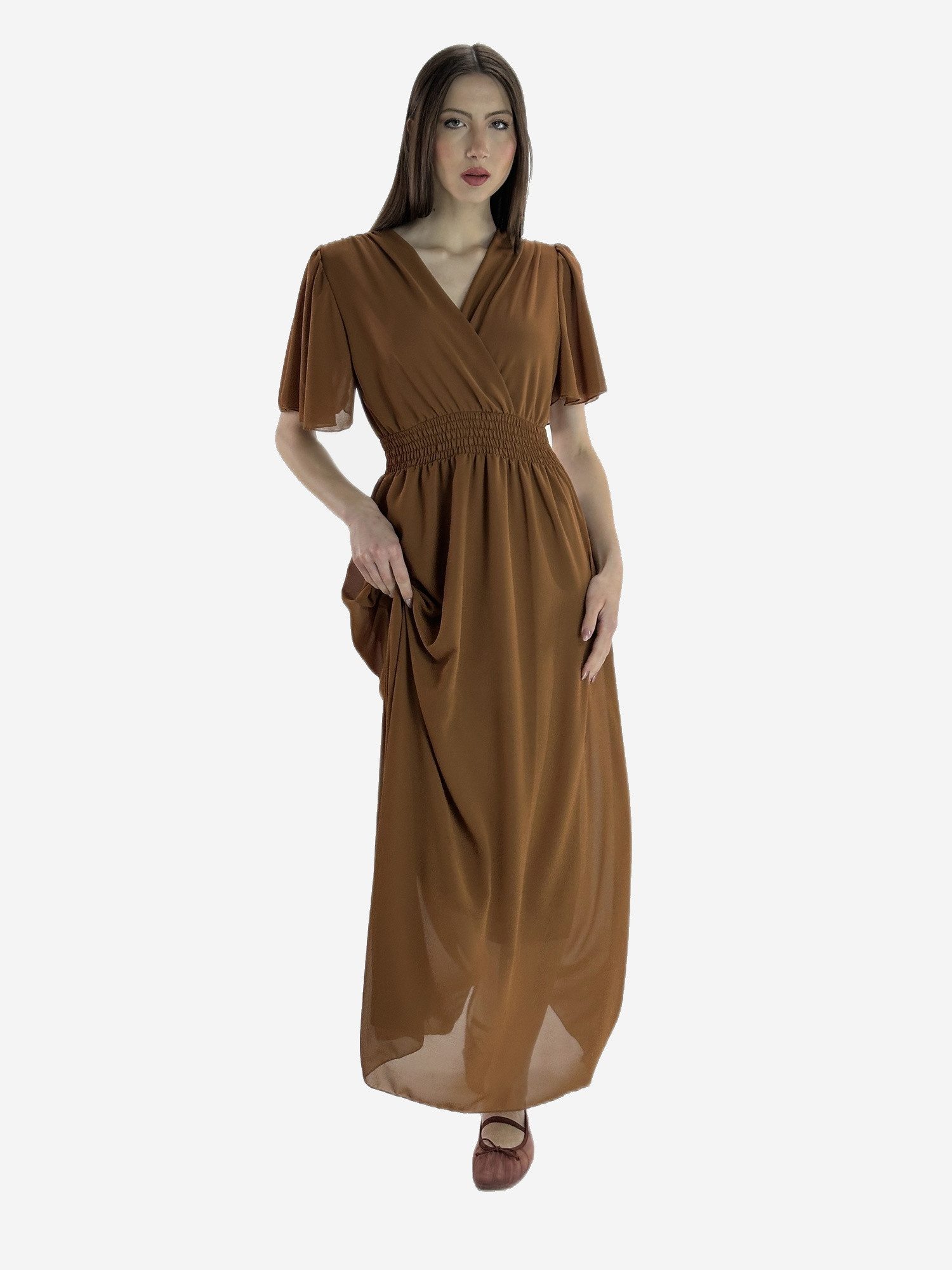 Elara Maxikleid Damen Sommer Maxikleid mit V-Ausschnitt Elegant