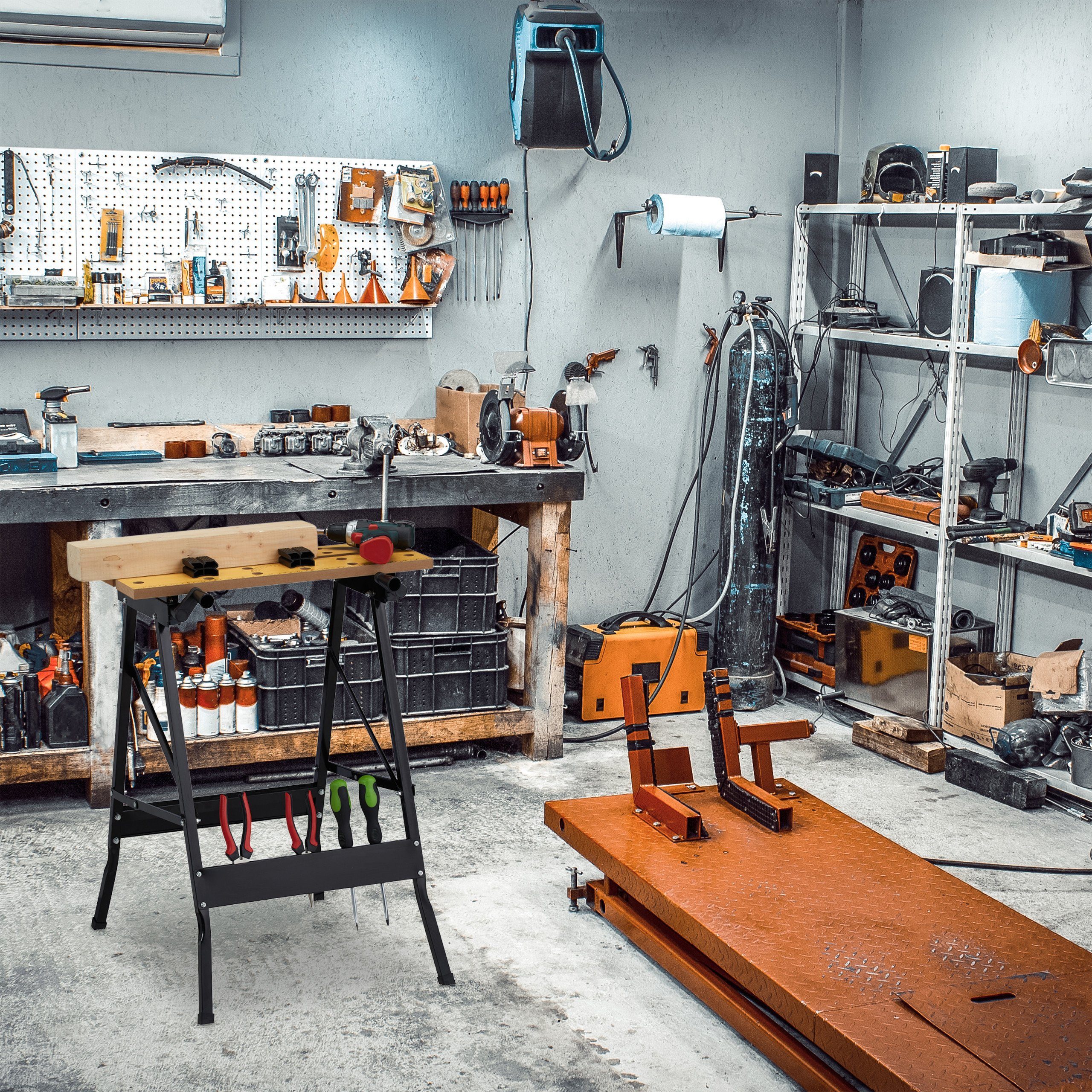 relaxdays Werkbank Klappbare Werkbank mit Spannbacken günstig online kaufen