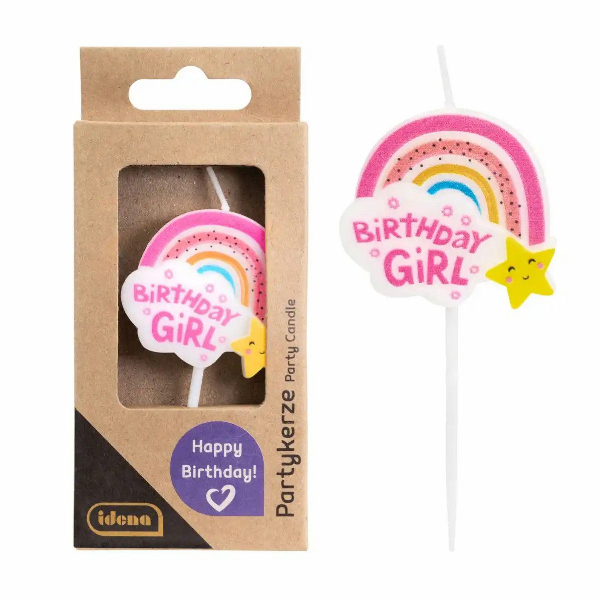 Idena Geburtstagskerze Idena Partykerze Birthday Girl – Regenbogen rosa