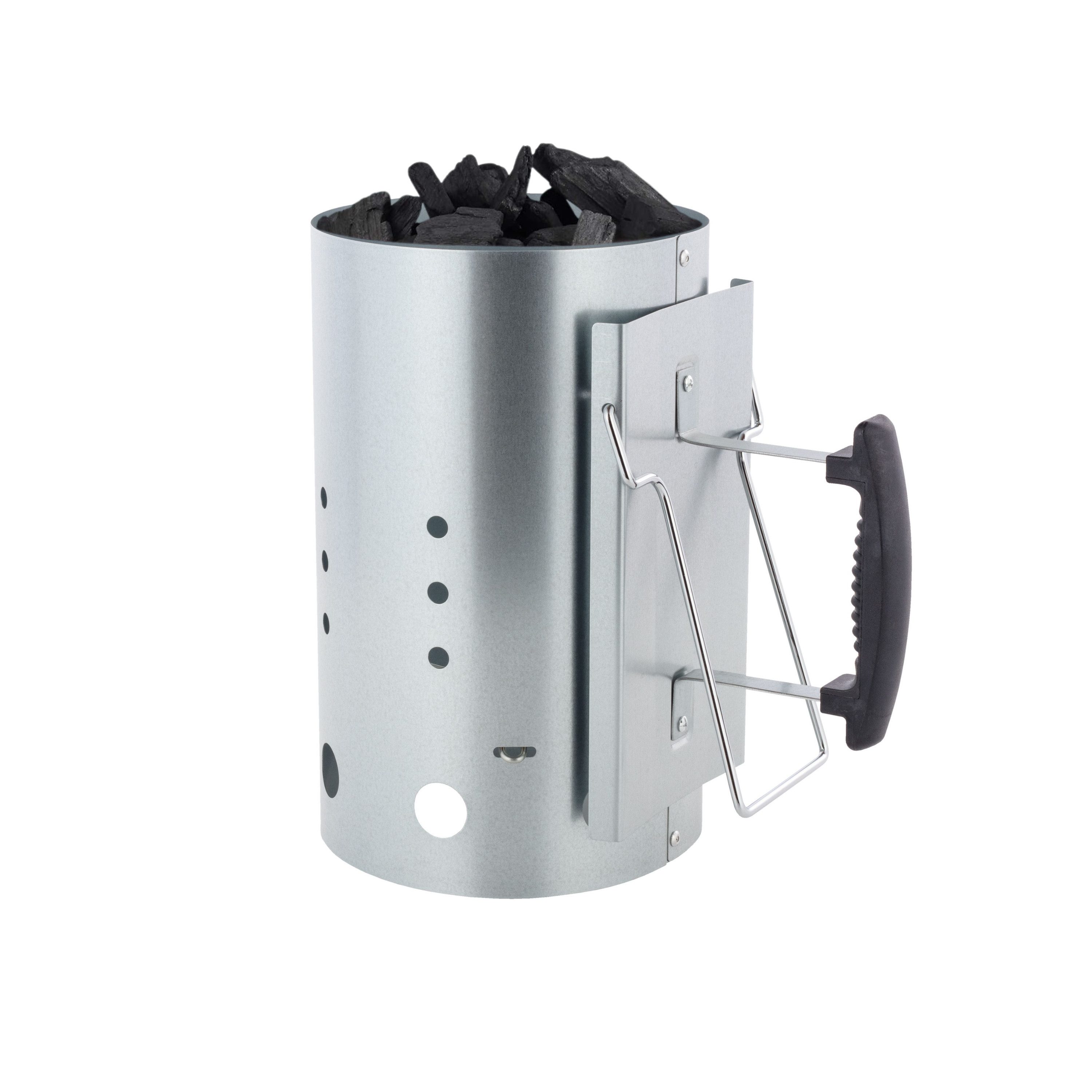 GLÜHZONE Anzündkamin KS 200, Kohlestarter verzinkt mit Kunststoffgriff und Hitzeschild