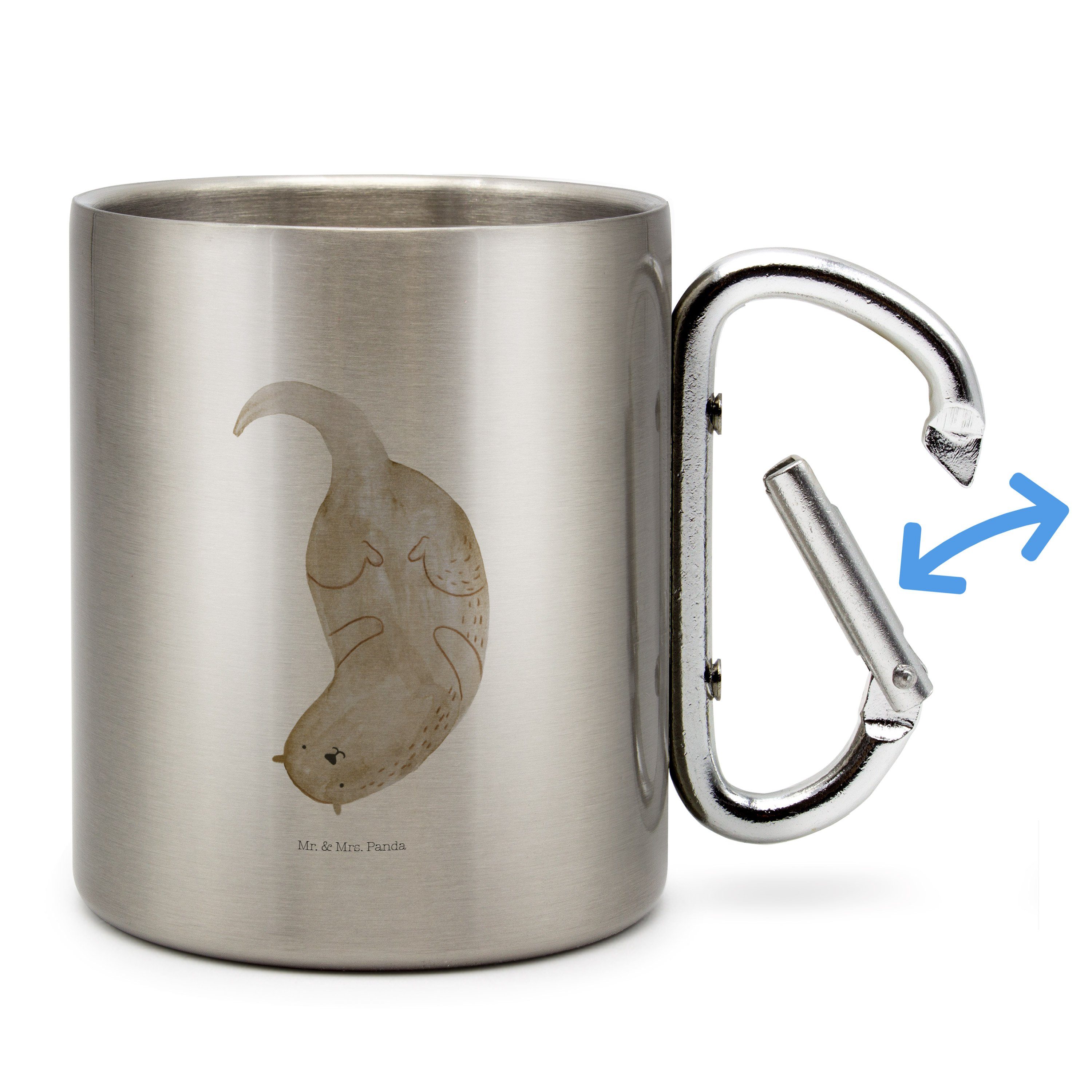 - Geschenk, Transparent Otter Panda Tasse Edelstahl Mrs. & - kopfüber Karabiner, Seeotter, Becher, Mr.