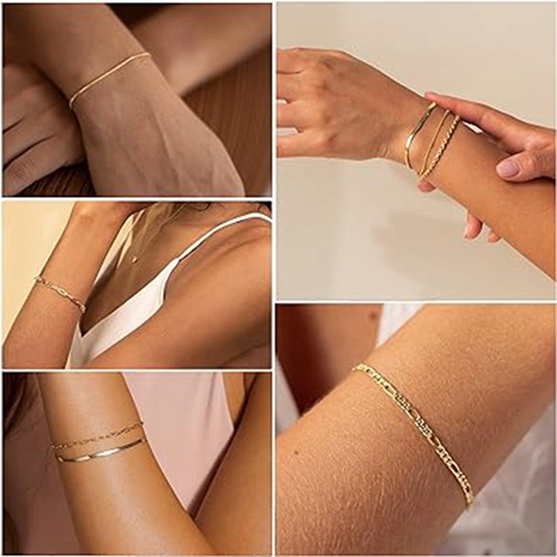 Damen, für WaKuKa stapelbare kubanische Set Armbänder (6-tlg) Armband-Schmuckset Armband