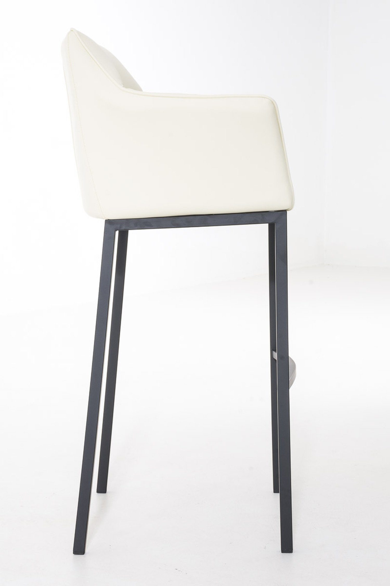 Theke & Kunstleder Sitzfläche: Hocker Rückenlehne Creme TPFLiving 4-Fuß Gestell (mit Barhocker für schwarz Küche), und Fußstütze - - Damaso