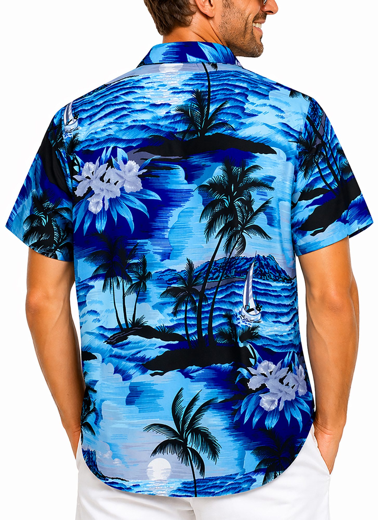 King Kameha Hawaiihemd "Surf" Funky Hawaii-Hemd Herren Kurzarm Front-Tasche Sommerhemd – Bild 4 von 5