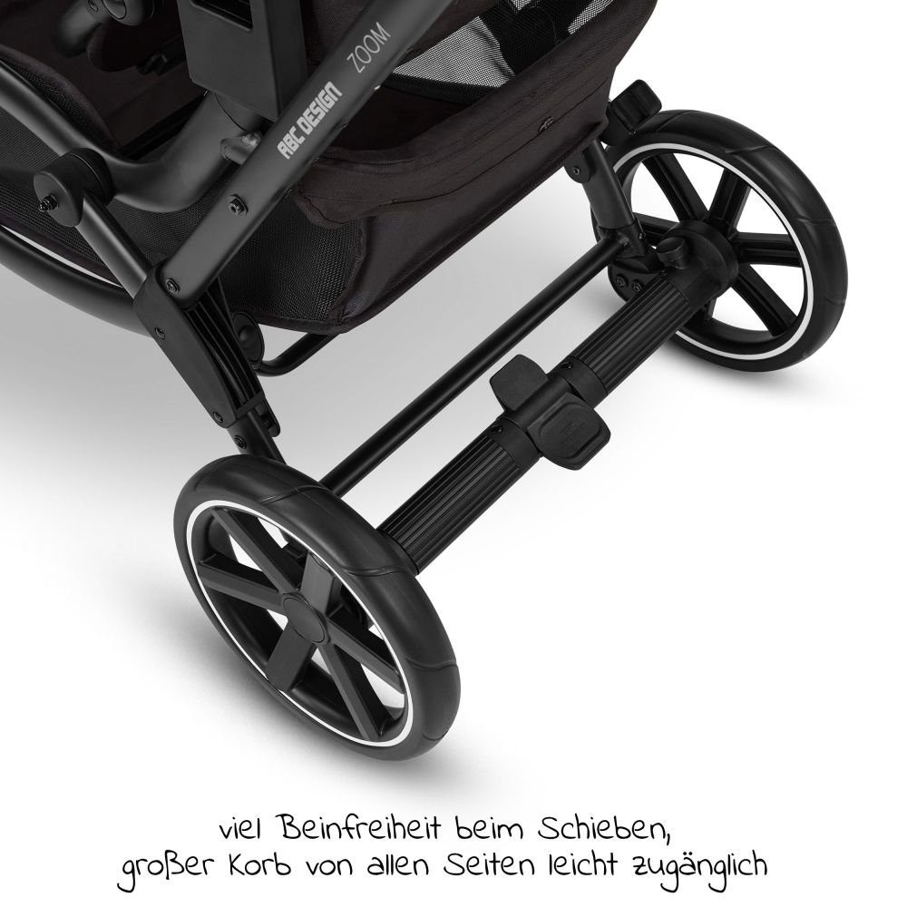 Babyschale (6-tlg), Design Zwillingskinderwagen ABC Zoom Classic Babywanne, Geschwisterkinderwagen - Ink, Geschwisterwagen Edition mit -