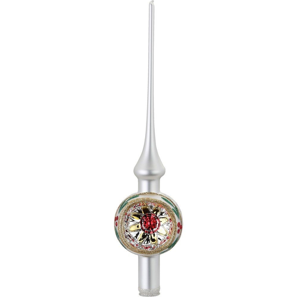 Christbaumspitze INGE-GLAS® Reflex weiß, 1 30cm mit Christbaumspitze, Stück Glas Mistelzweigen