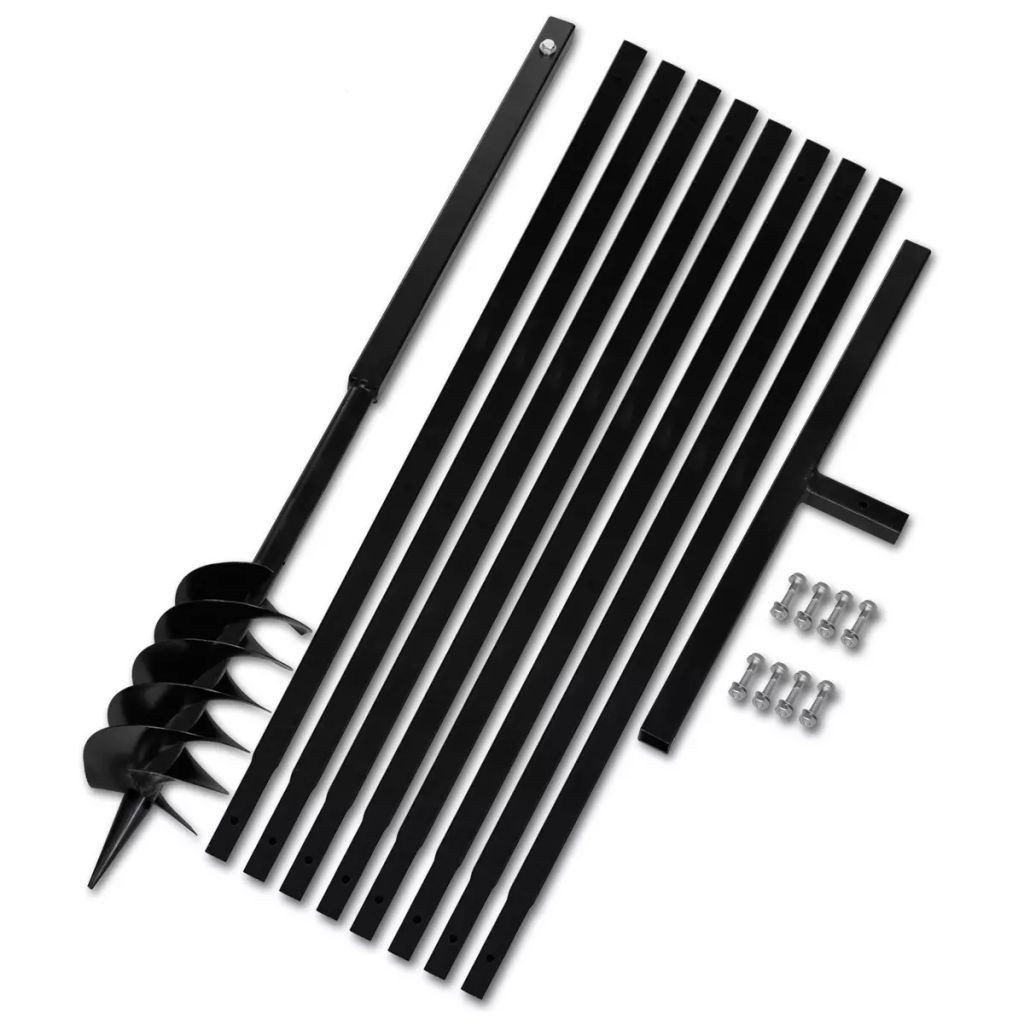 vidaXL Handerdbohrer 120 mm Erdbohrer mit Griff 120 mm Verlängerungsrohr 9 m