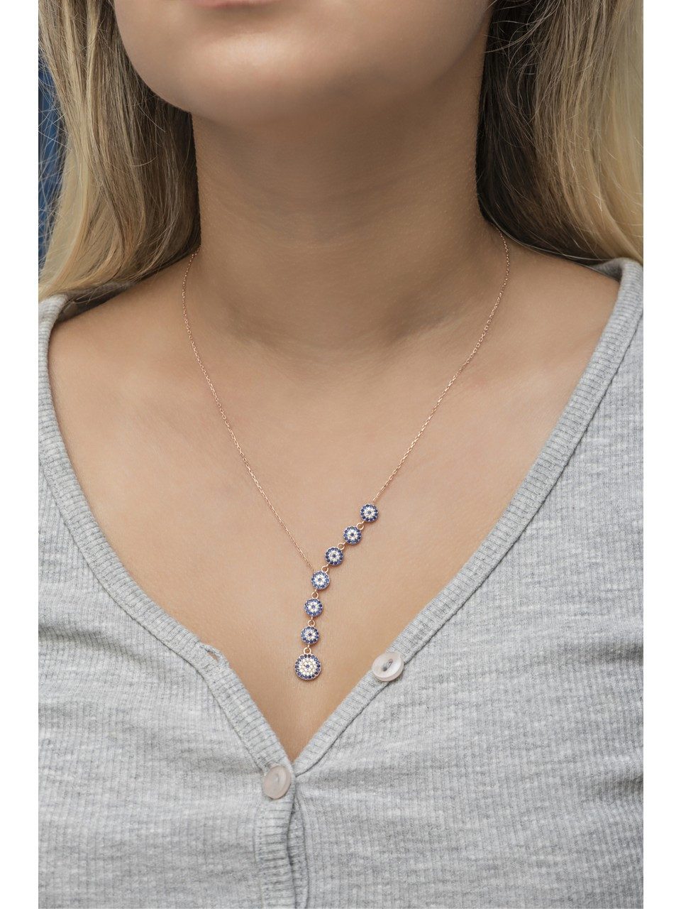 Nisan Ohrring-Set, 925er Silber Damen Halskette – Zirkonia Nazar-Amulett günstig online kaufen