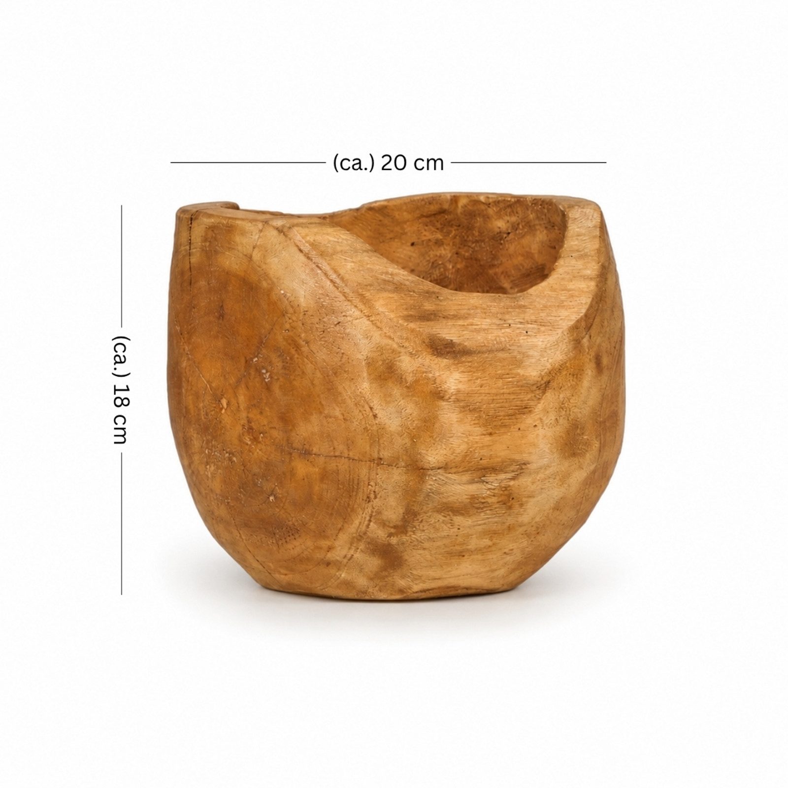 CREEDWOOD Dekoschale TEAK VASE "LIVA", Holz massiv, 20 cm, Holz Blumentopf, Holz Schale