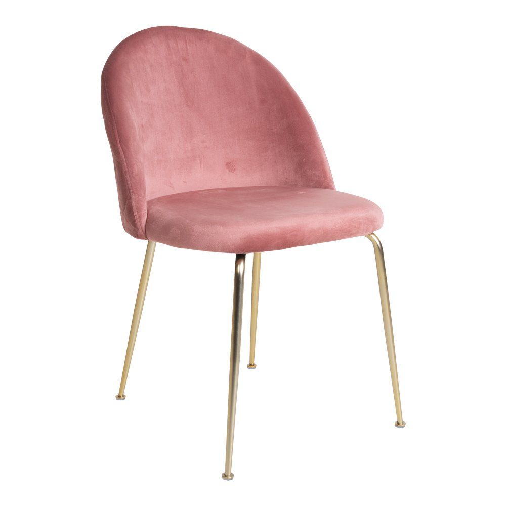 Esszimmerstuhl 2er Set Geles Esszimmerstuhl rosa Velour, Beine im