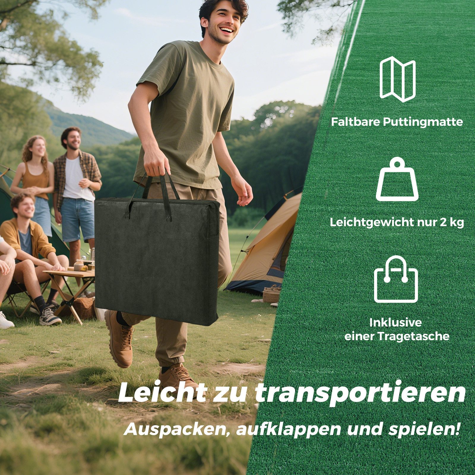 COSTWAY Puttingmatte (1-St), Golf-Übungshilfe für Innen- & Außenbereich, 332 cm