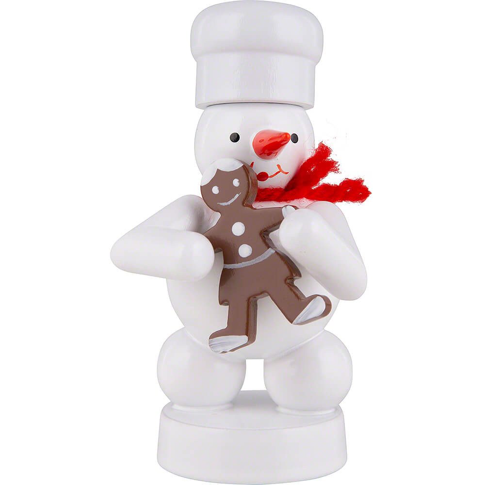 Volkskunst Zenker Dekofigur Schneemann Bäcker mit Pfefferkuchen-Frau (8cm) von Zenker Volkskunst