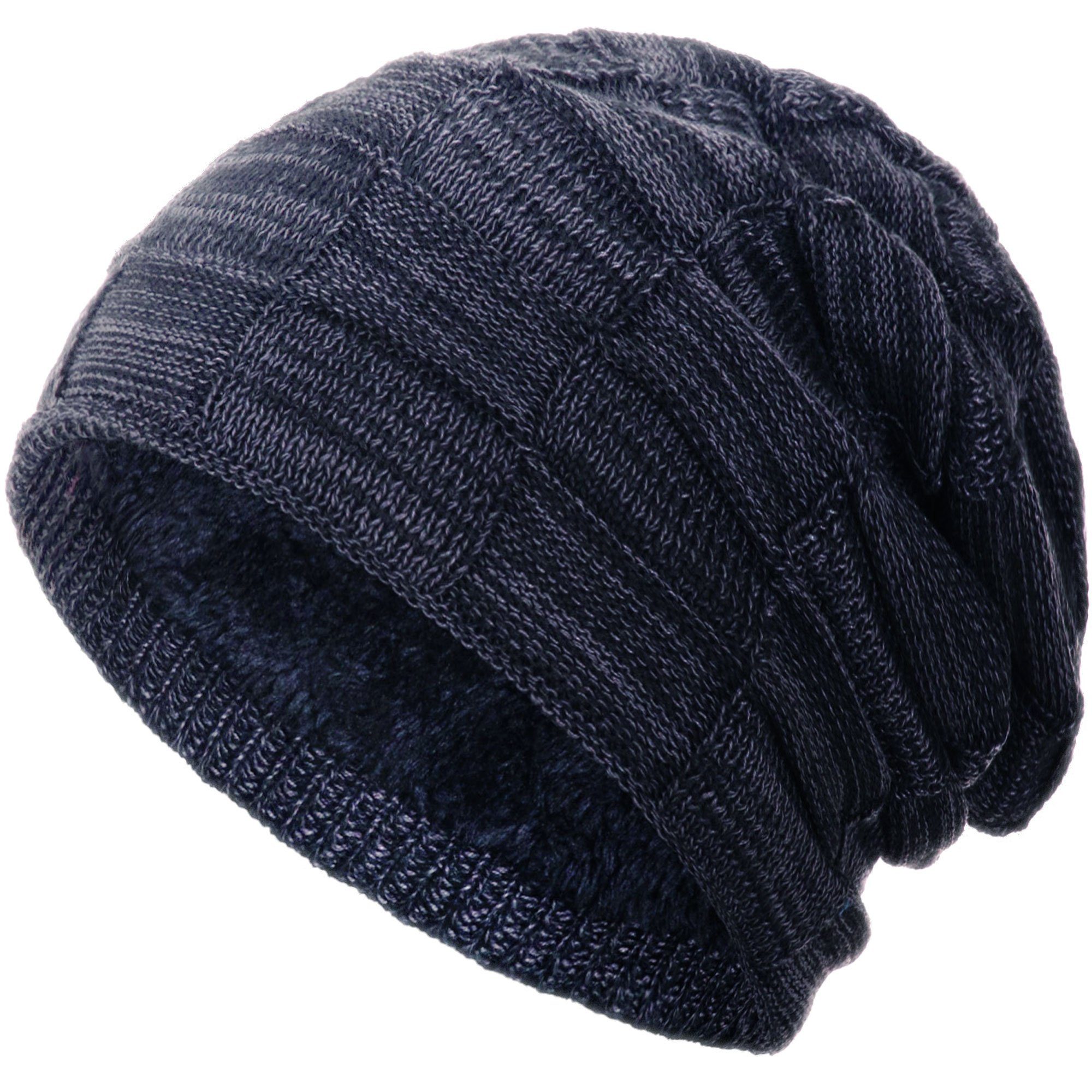 Beanie compagno Damen Herren Wintermütze (1-St) Gefütterte Mütze Herbst Haube Strickmütze Winter meliert marineblau