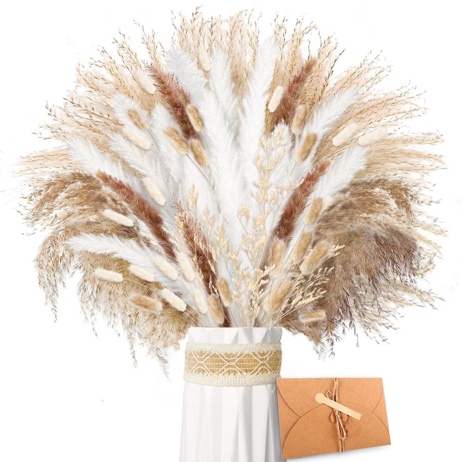 Trockenblume Trockenblumen Pampasgras Deko Set Natur, LuxusKollektion