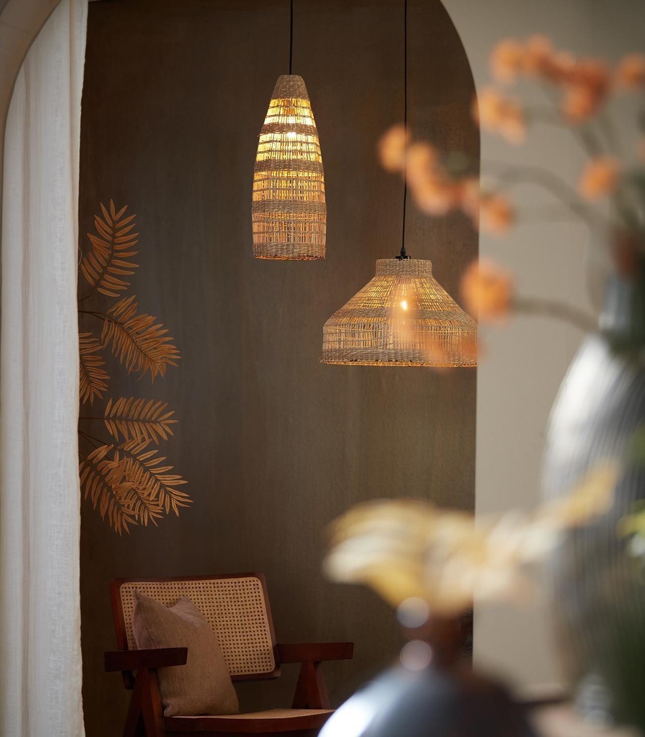 Light & Living Pendelleuchte LATIKA, Beige, Seegras, E27, Ø 20 x H 52 cm, ohne Leuchtmittel