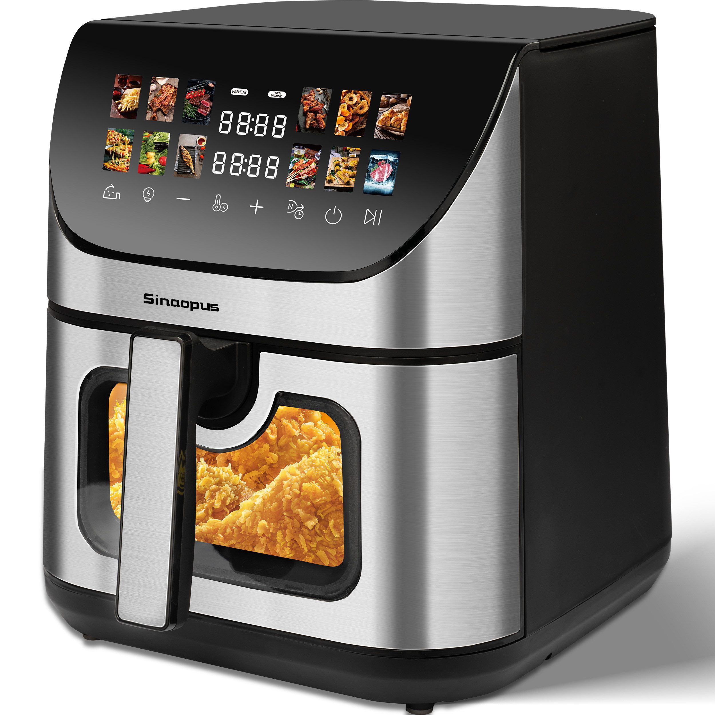 Sinaopus Heißluftfritteuse 8.5L XXL, 1800W Airfryer mit LED-Farbdisplay, Sichtfenster & 12 Programmen, 1800 W, Großer 9L Airfryer mit Touchscreen, Timer, Antiha – Bild 3 von 5